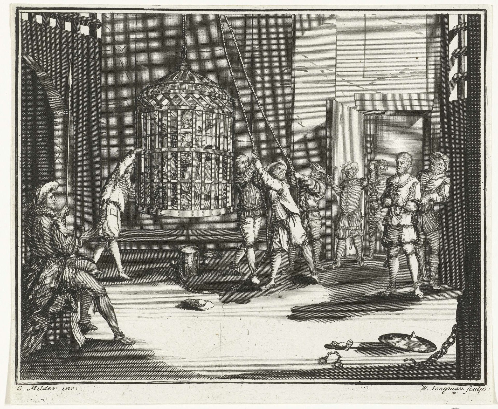 Jan Kruyze en Willem van Deutichem om beurten gestraft in de Wassenaarskooi te Hattem, 1520 by Wouter Jongman
