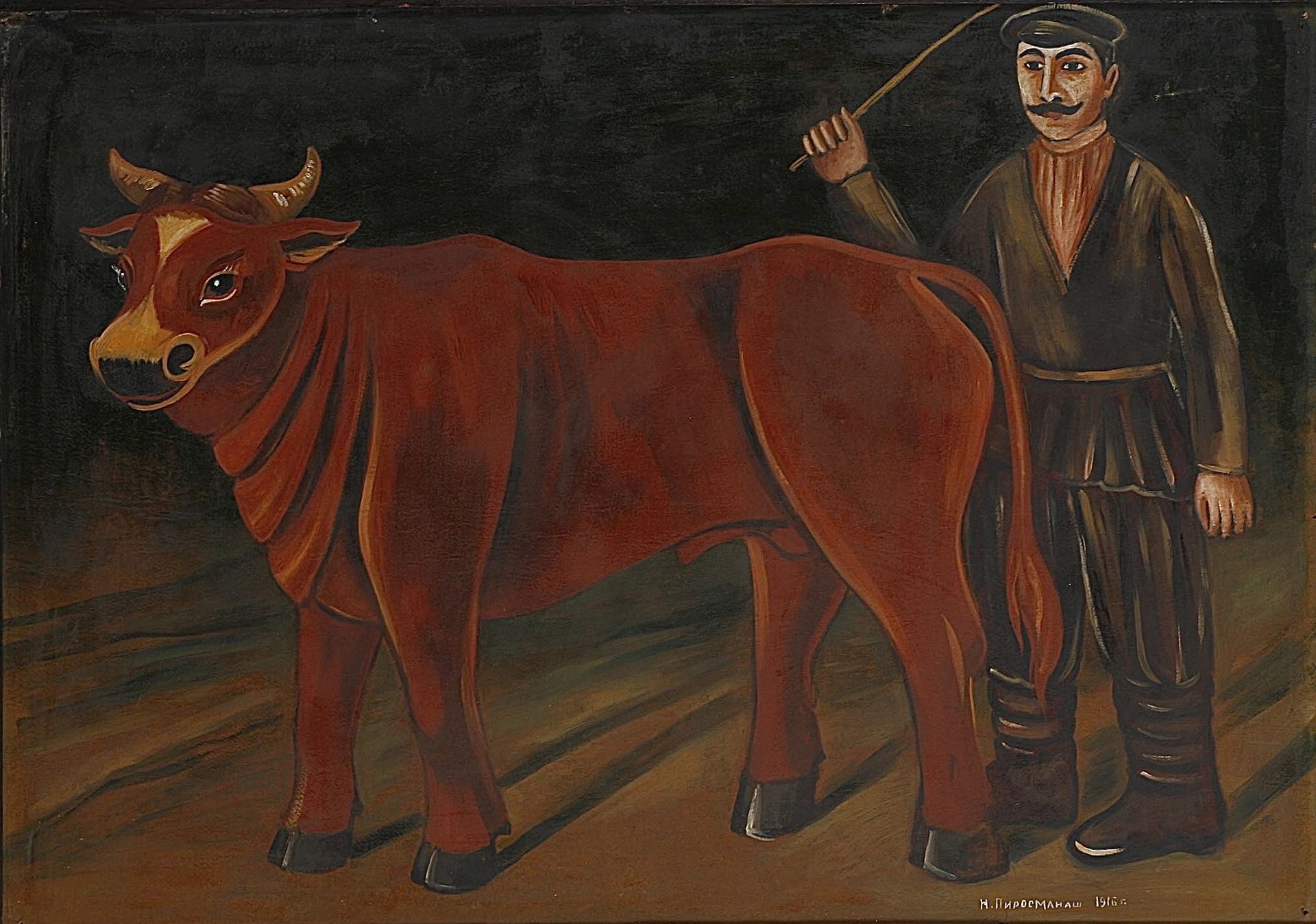 Farmer with a Bull by Niko Pirosmani