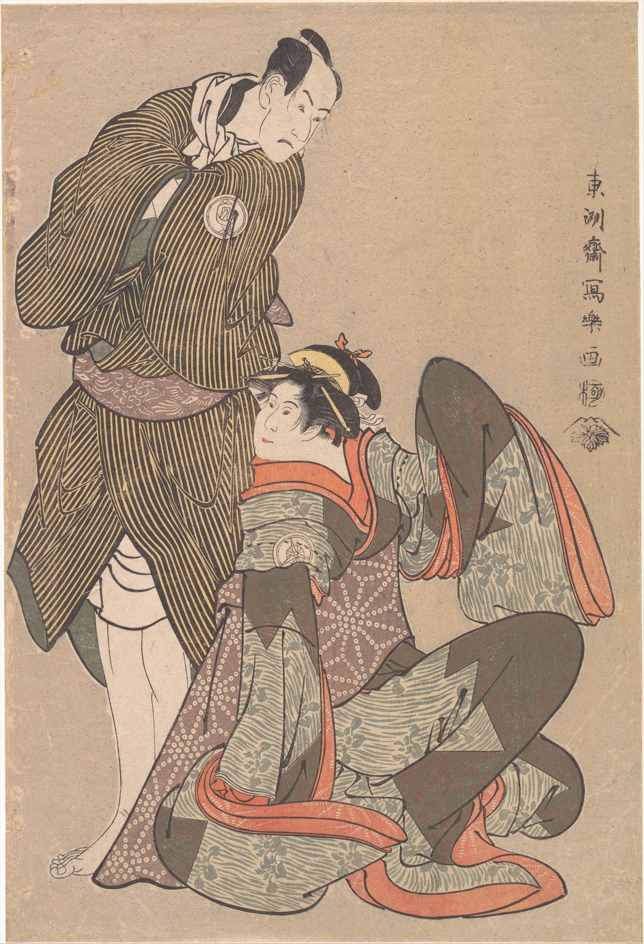 Bandō Hikosaburō III in the Role of Obiya Chōemon and Iwai Hanshiro IV in the Role of Shinanoya Ohan, from the Play “Nihonmatsu Michinoku sodachi” by Tōshūsai Sharaku
