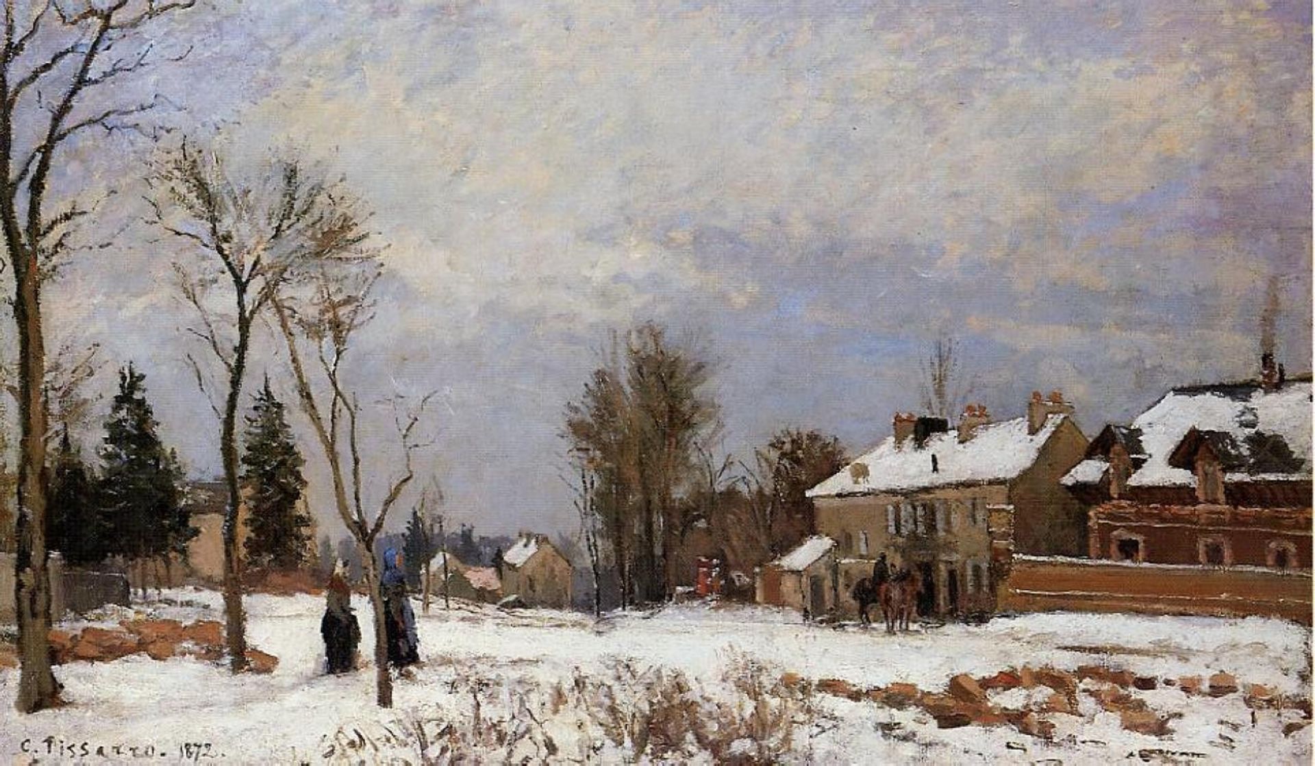 The Road from Versailles to Saint Germain, Louveciennes. Snow Effect by Camille Pissarro