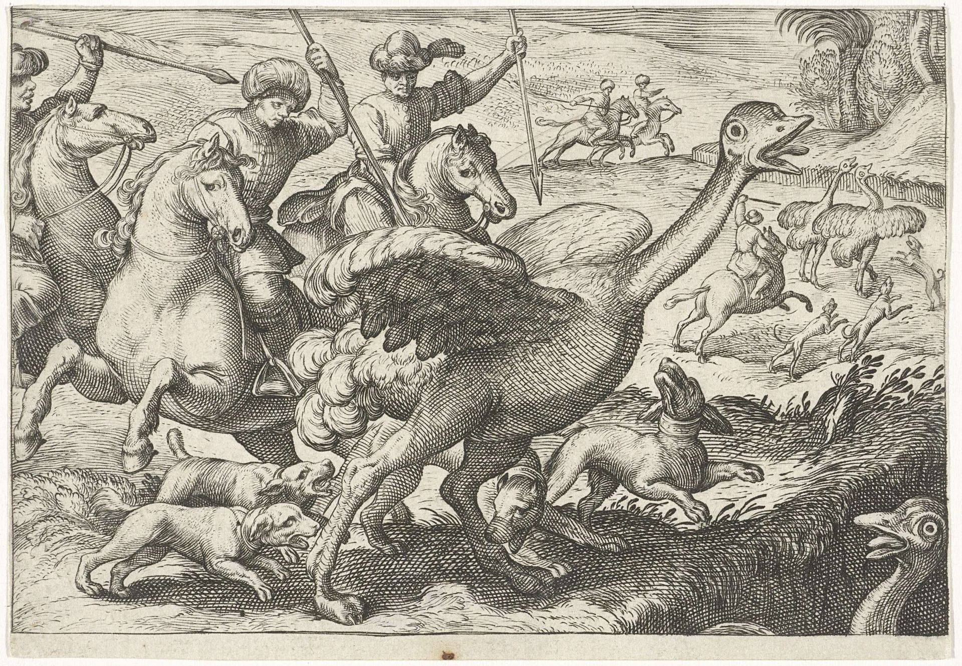 Landschap met struisvogeljacht by Egbert Jansz.