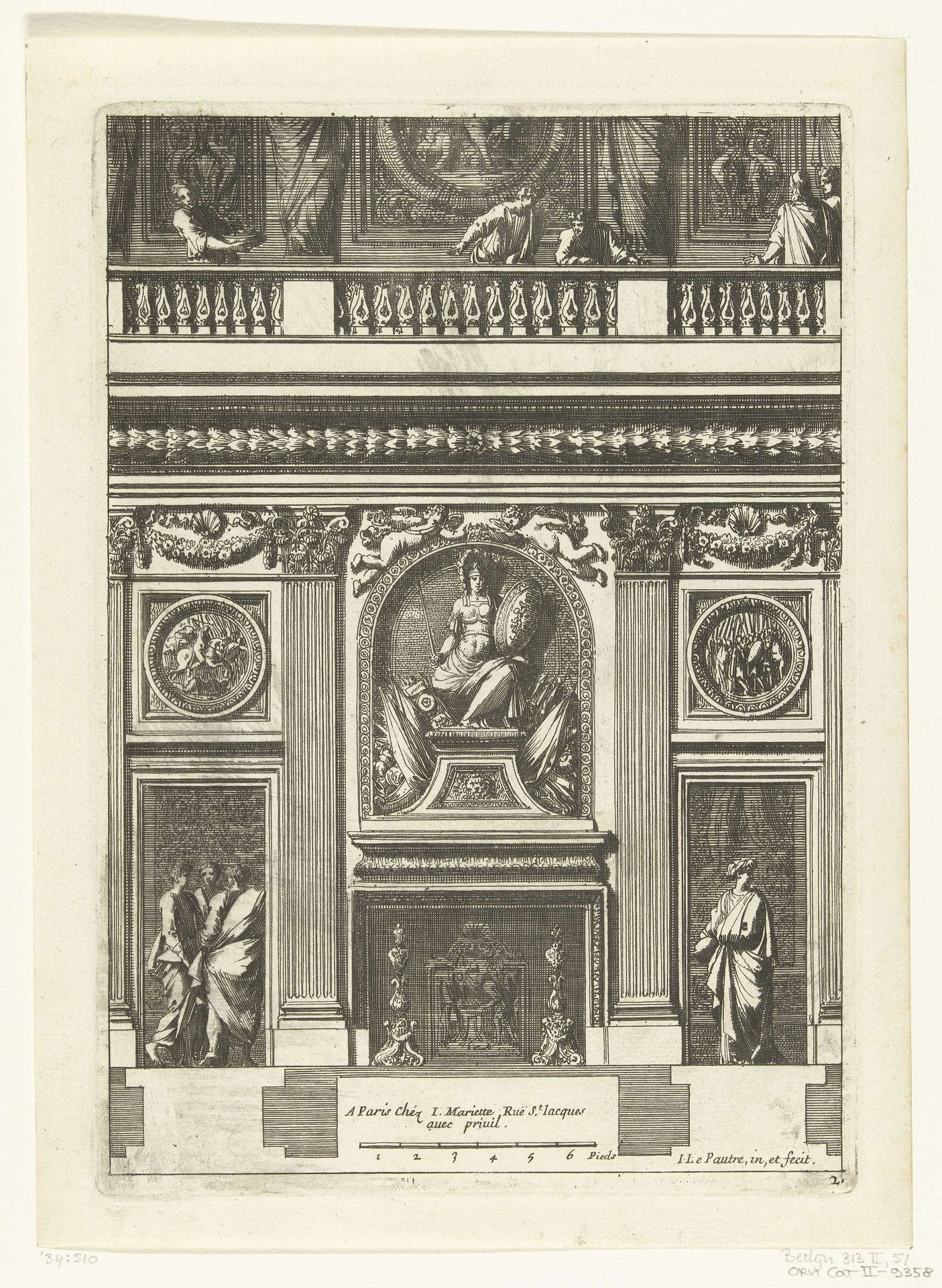 Onderboezem met standbeeld van Minerva by Jean Lepautre