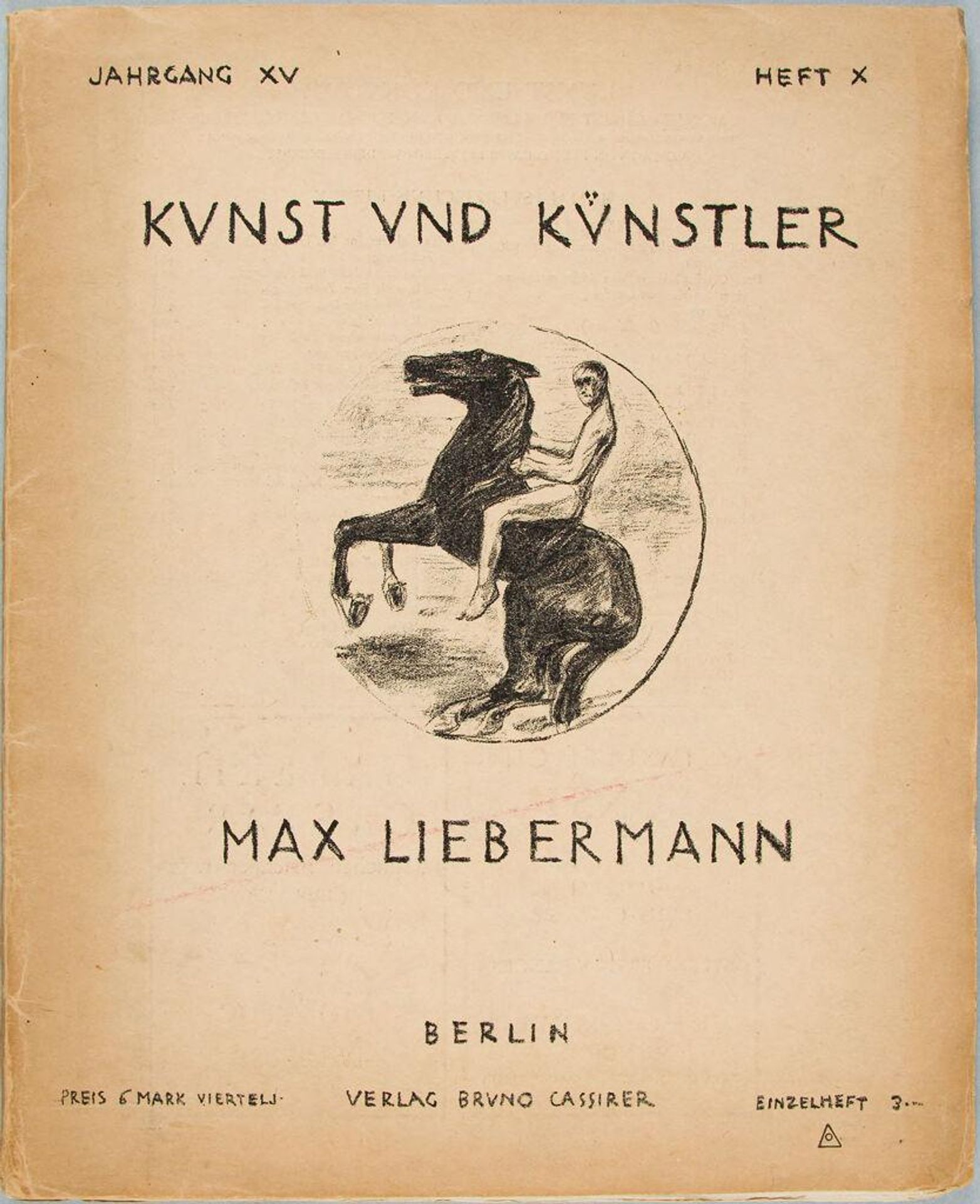 Kunst und KÃ¼nstler: Monatschrift fÃ¼r Bildende Kunst und Kunstgewerbe, vol. 15, no. 10, July 1917 by Max Liebermann