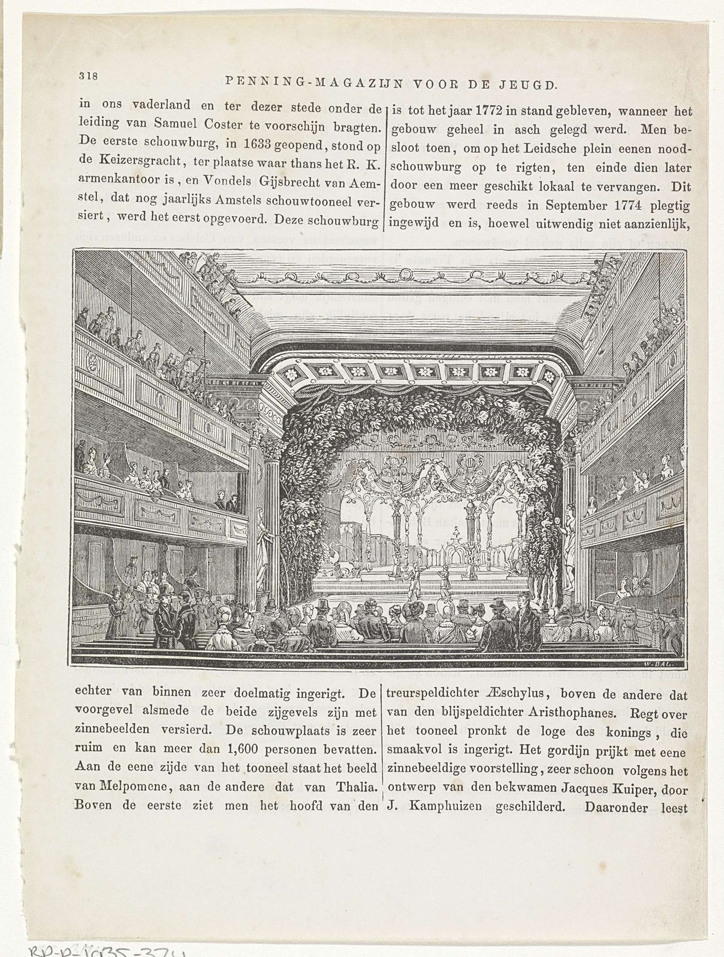 Interieur van een schouwburg by Willem Bal