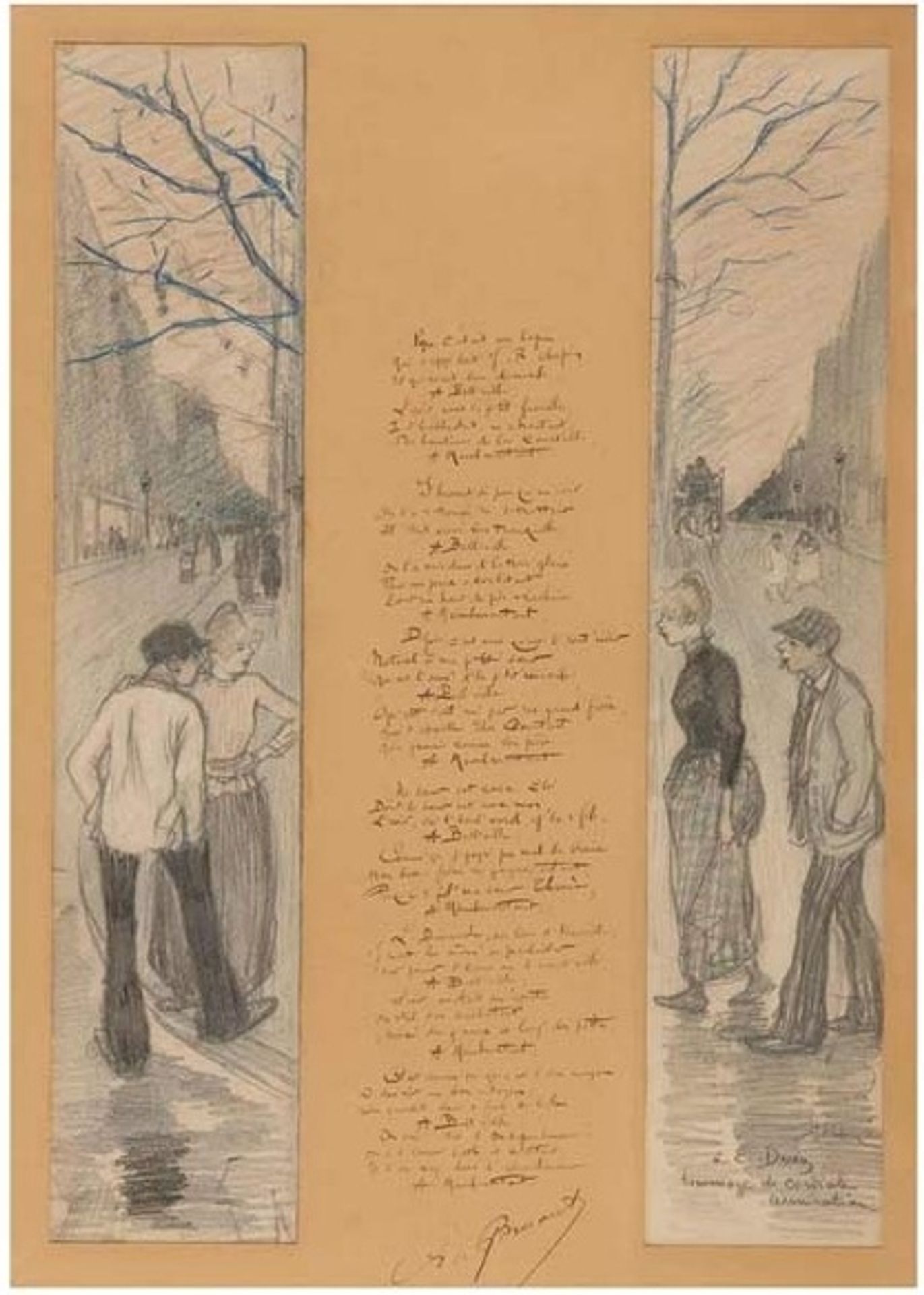 Belleville-Menilmontant original drawing by Théophile Alexandre Steinlen