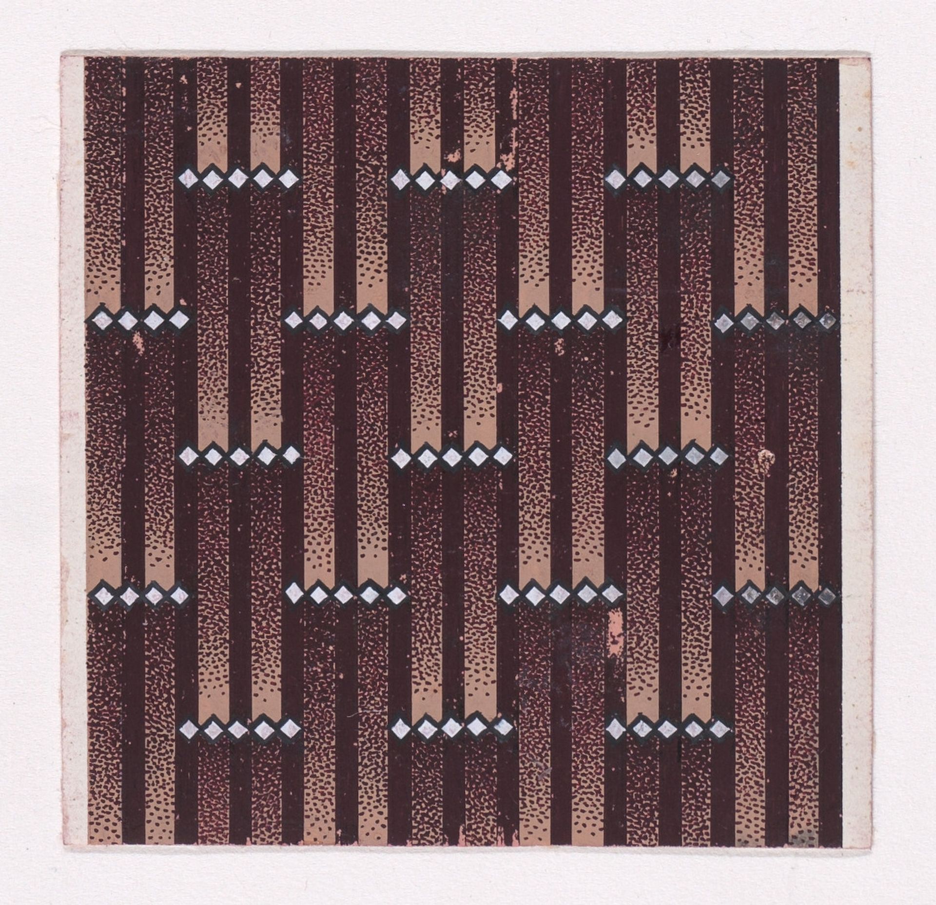 Textile Design with Alternating Vertical Rows of Horizontal Strings of Lozenges with Over a Striped Background by Anonymous