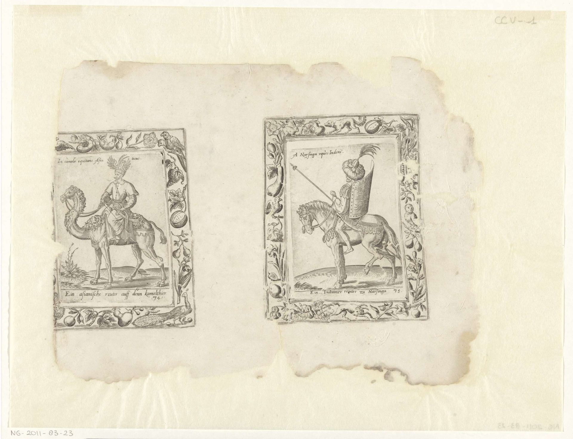 Arabier op kameel en Indiase ruiter by Abraham de Bruyn