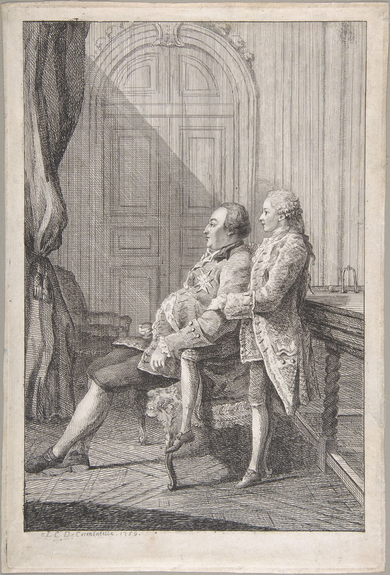 Portrait of Louis-Philippe, Duc d'Orleans and His Son Louis-Phillipe Joseph, Duc de Chartres by Louis de Carmontelle