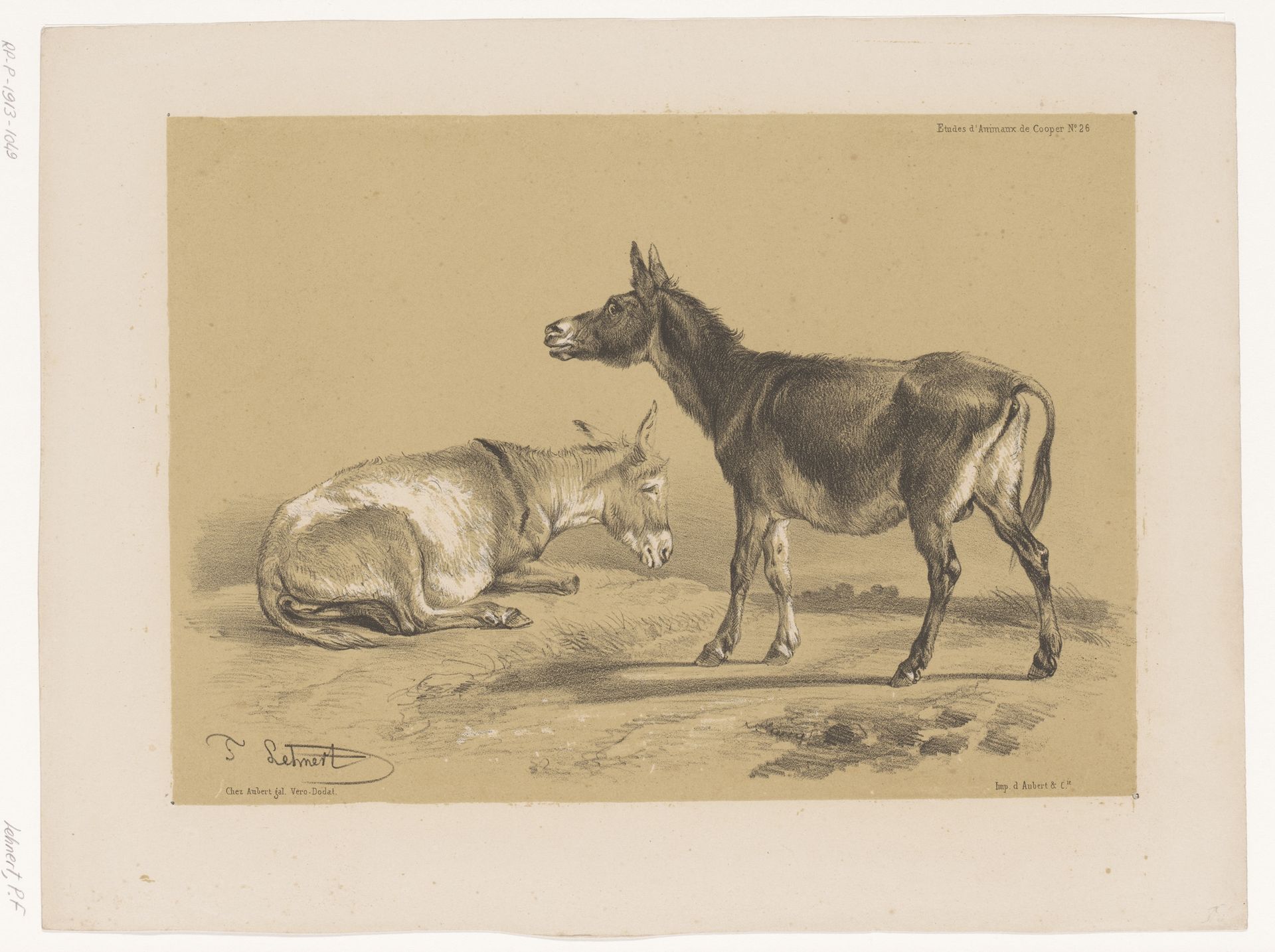 Studie van twee ezels by Pierre Frédéric Lehnert