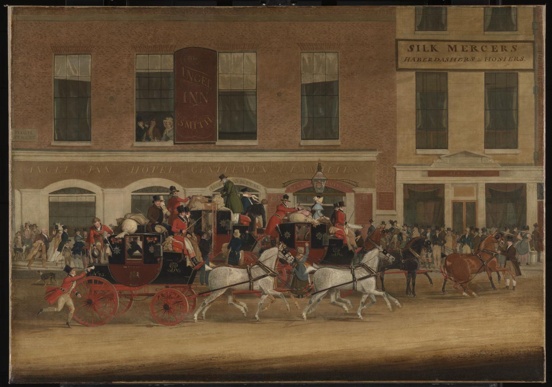 The Royal Mail Coaches for the North Leaving the Angel, Islington by James Pollard