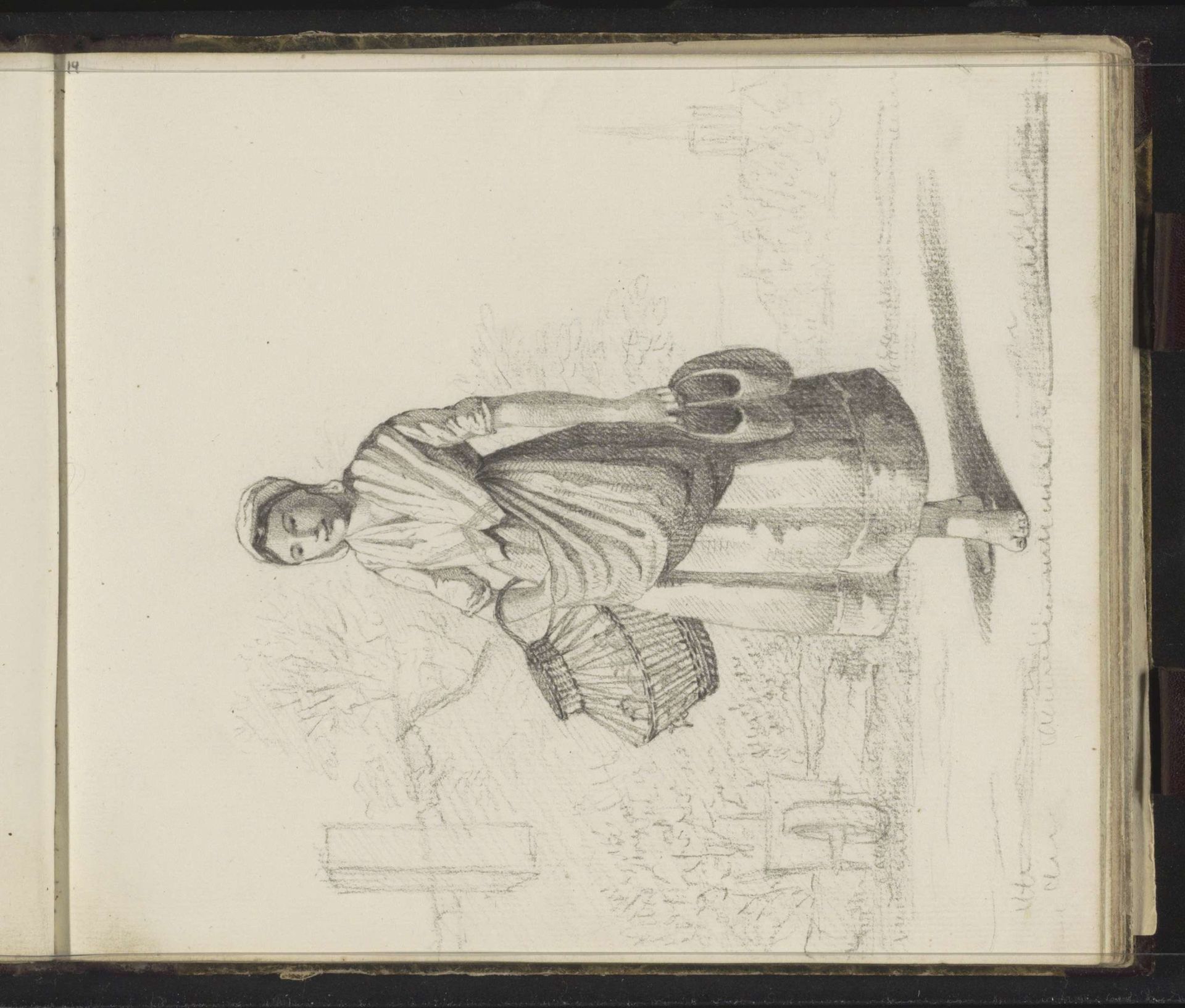 Vrouw met klompen en een mand met vogels by Hendrik Abraham Klinkhamer