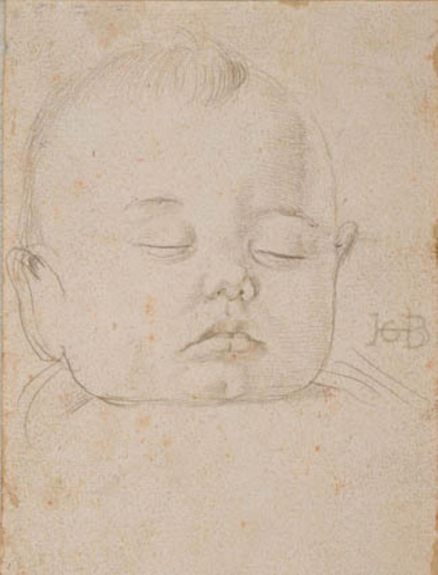 The head of a sleeping baby boy, en face by Hans Baldung