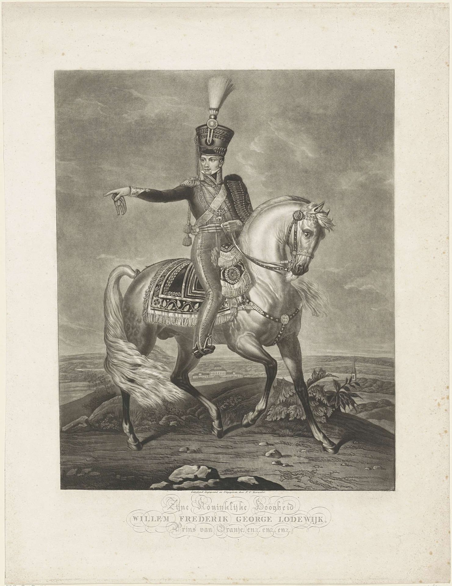 Ruiterportret van Willem II, koning der Nederlanden by Frederik Christiaan Bierweiler