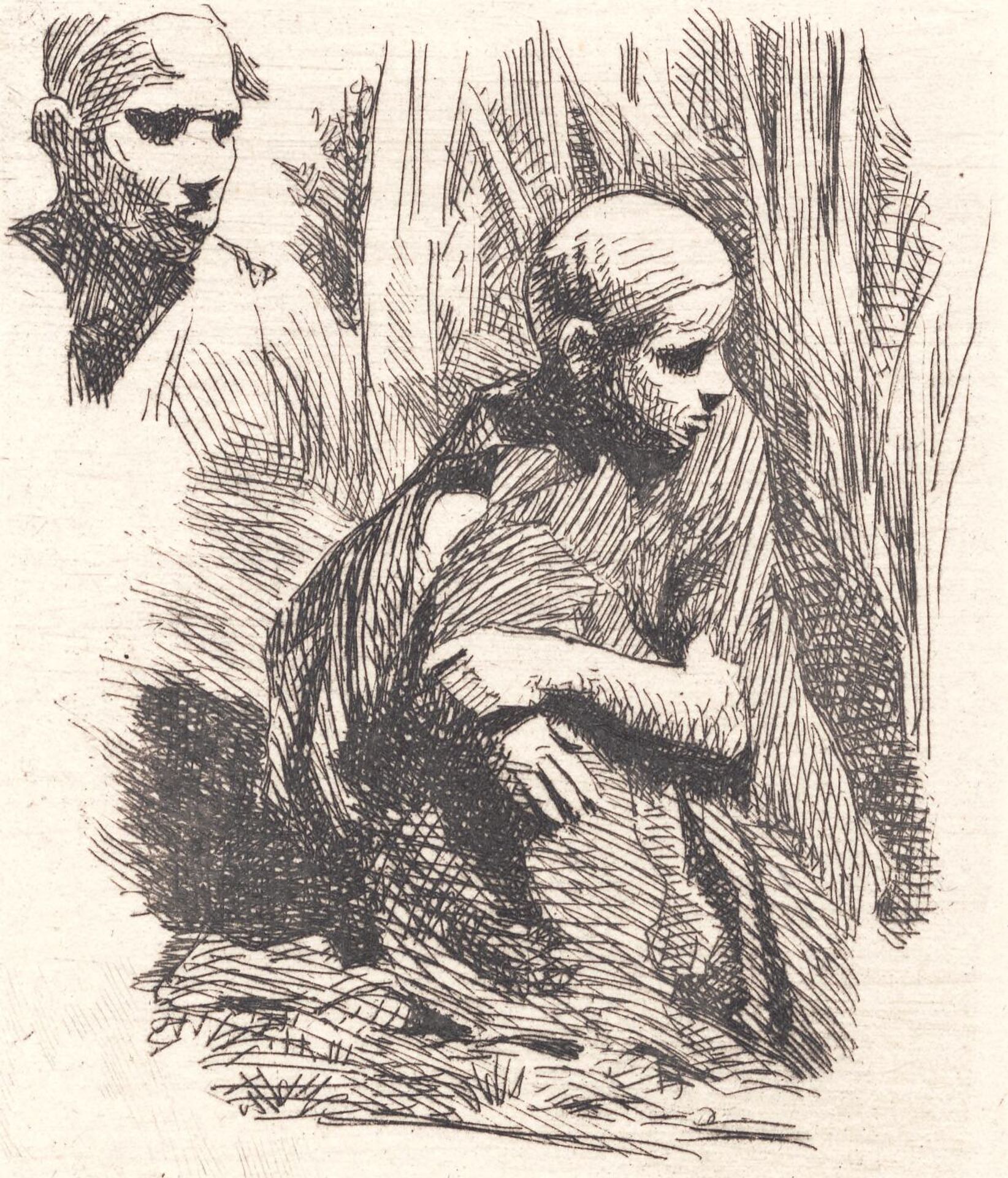 Siddende orientaler. I hjørnet et hoved by Frans Schwartz