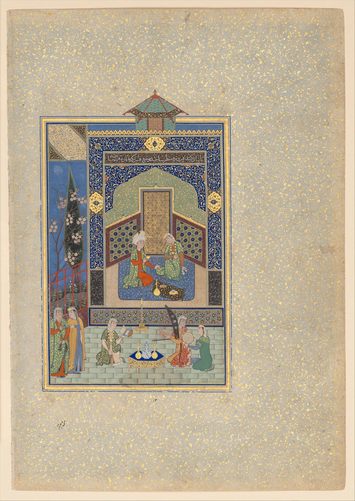 "Bahram Gur in the Turquoise Palace on Wednesday", Folio 216 from a Khamsa (Quintet) of Nizami of Ganja by Nizami