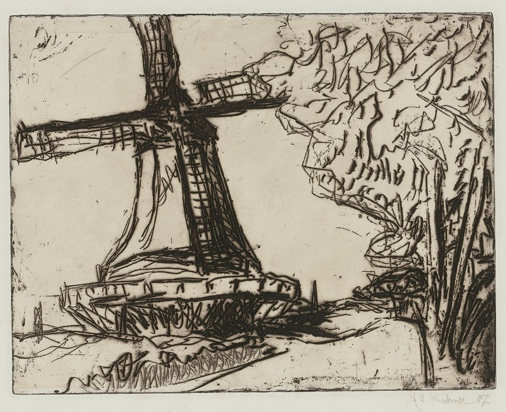 Windmühle Auf Fehmarn by Ernst Ludwig Kirchner