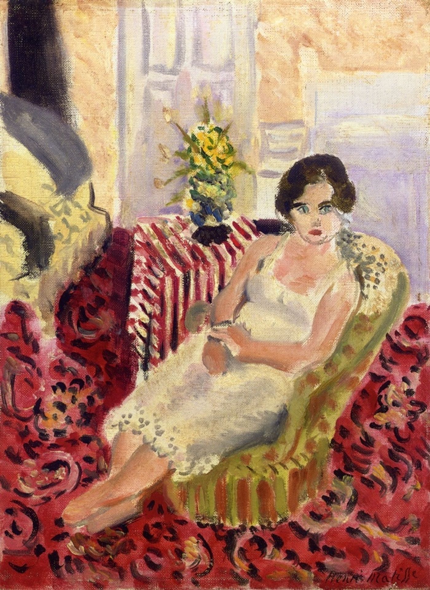 Seated Figure, Striped Carpet by Henri Matisse