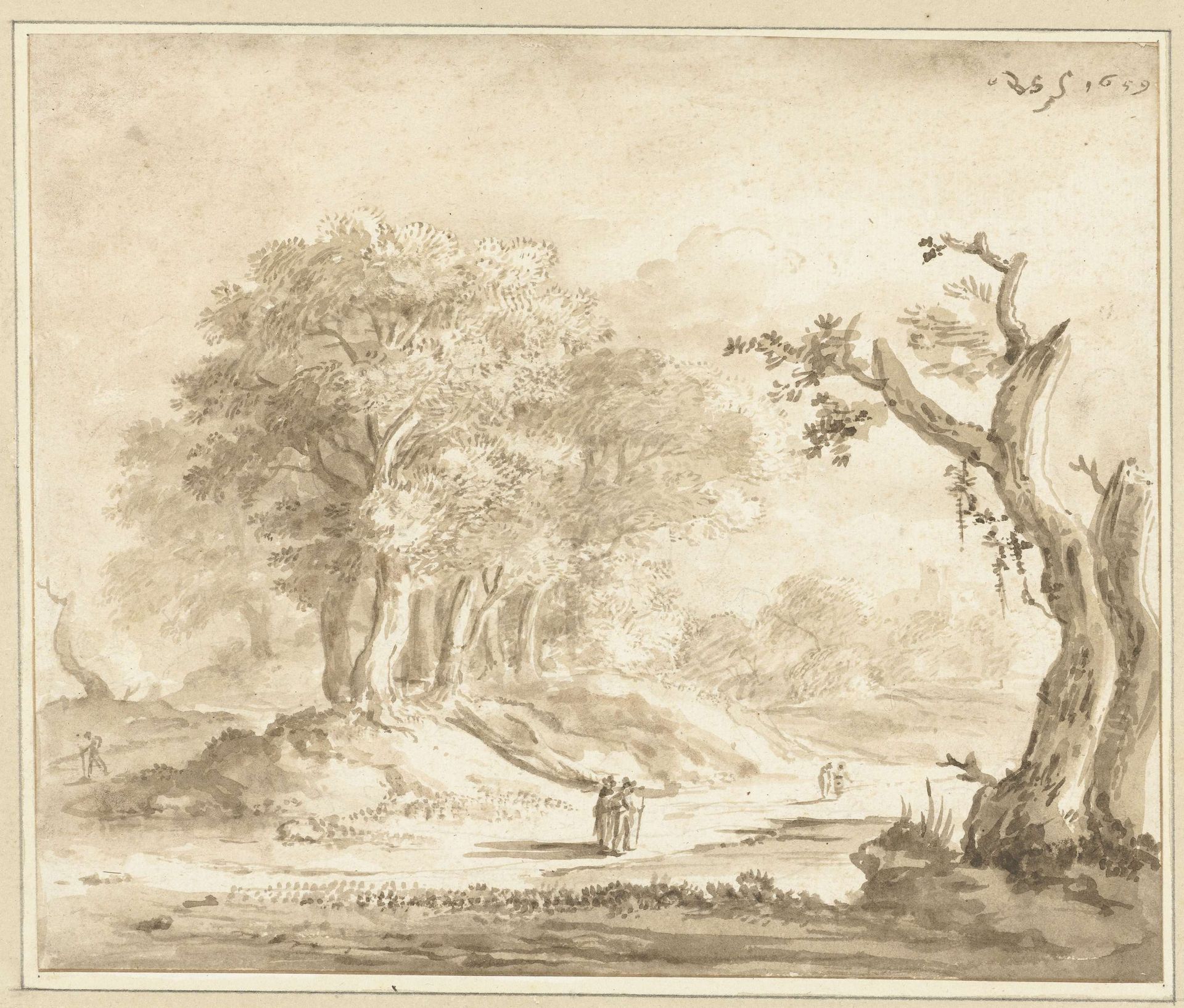 Wandelaars in een bos by Anthonie van Borssom