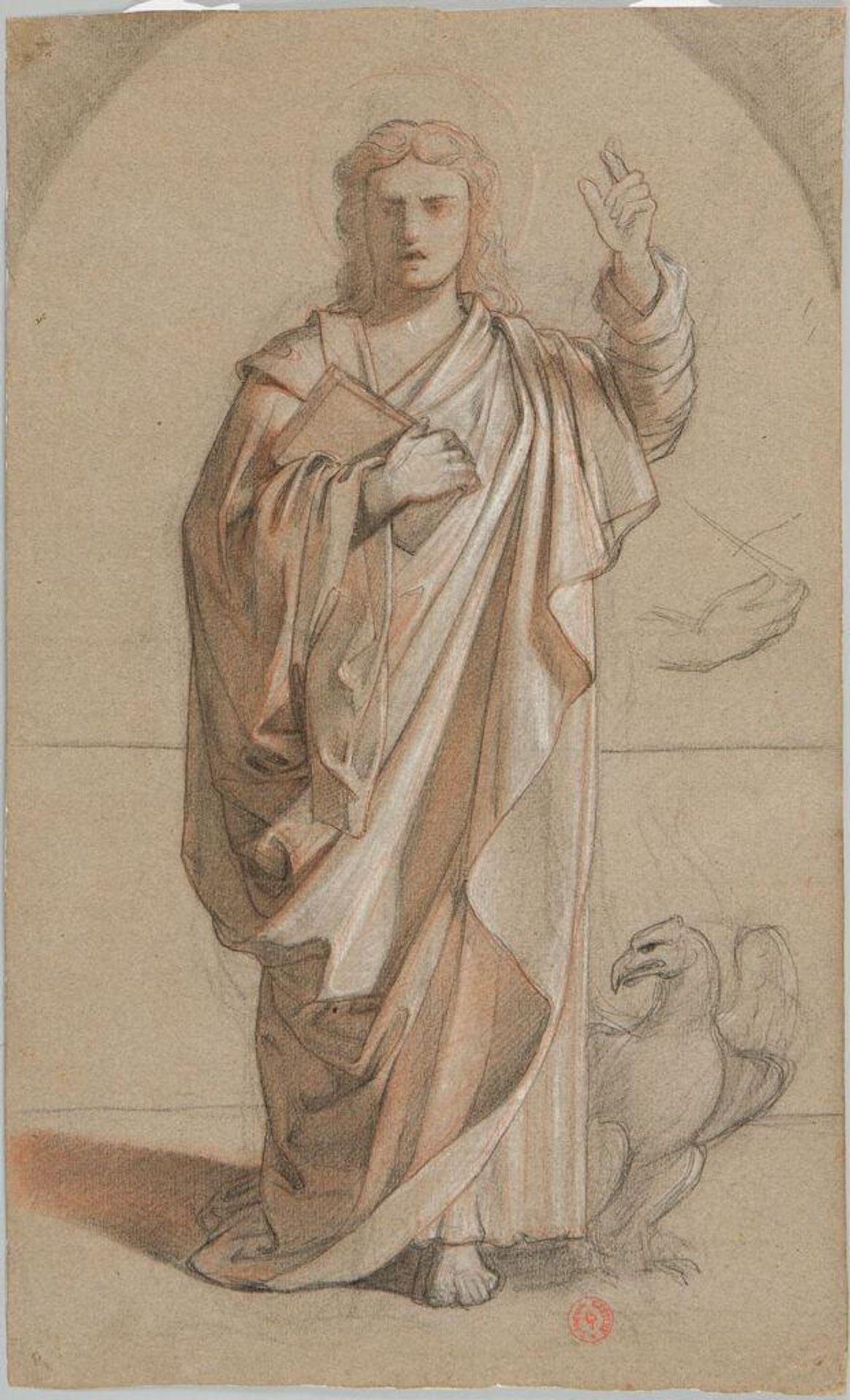 Saint John the Evangelist; verso: Study of a Hand by Camille-Auguste Gastine