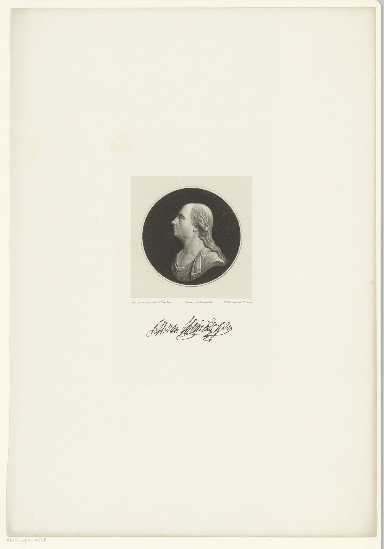 Profielportret van Jan Hendrik van Kinsbergen by Frederik Hendrik Weissenbruch