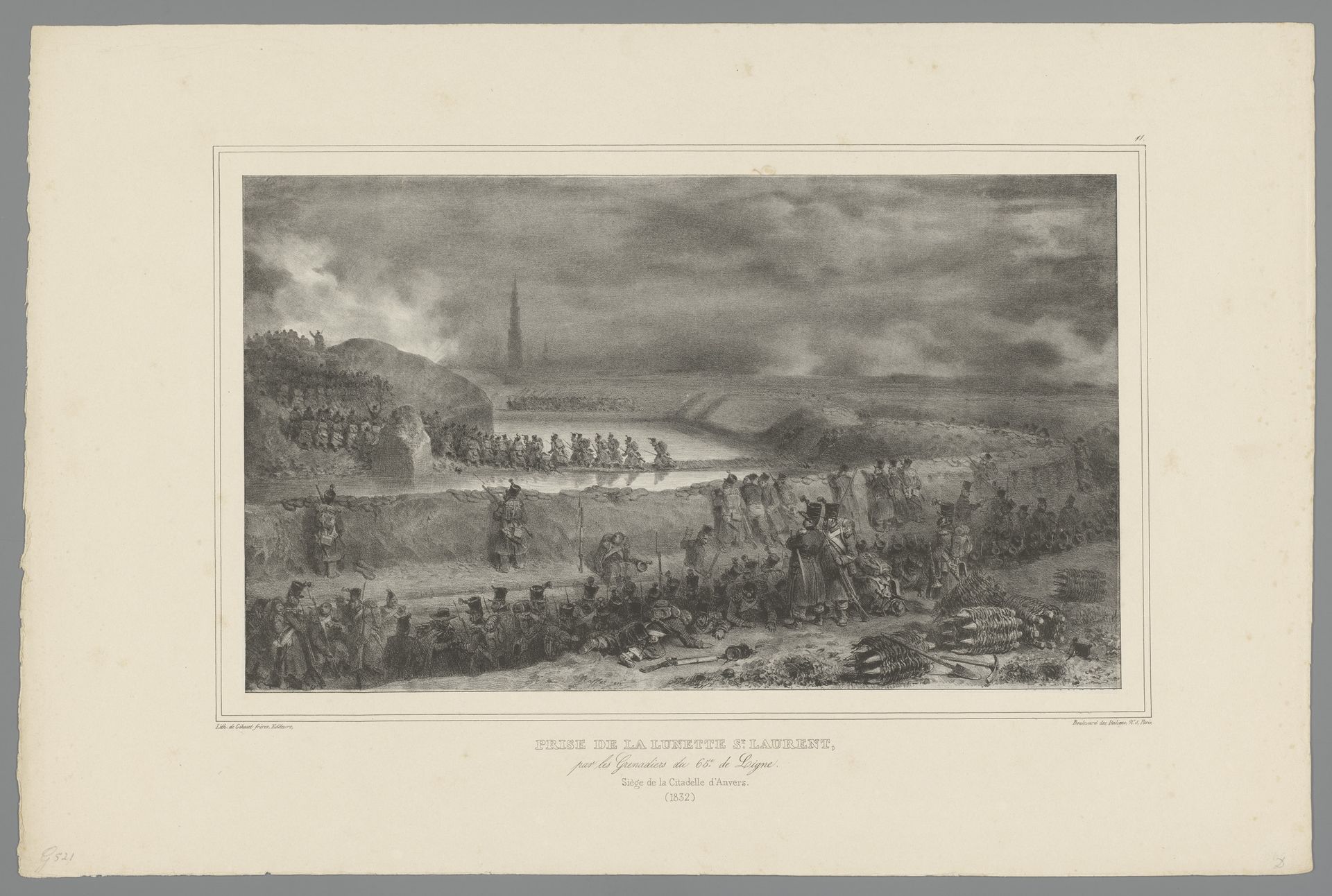 Verovering van de lunet Sint-Laurent, 1832 by Auguste Raffet