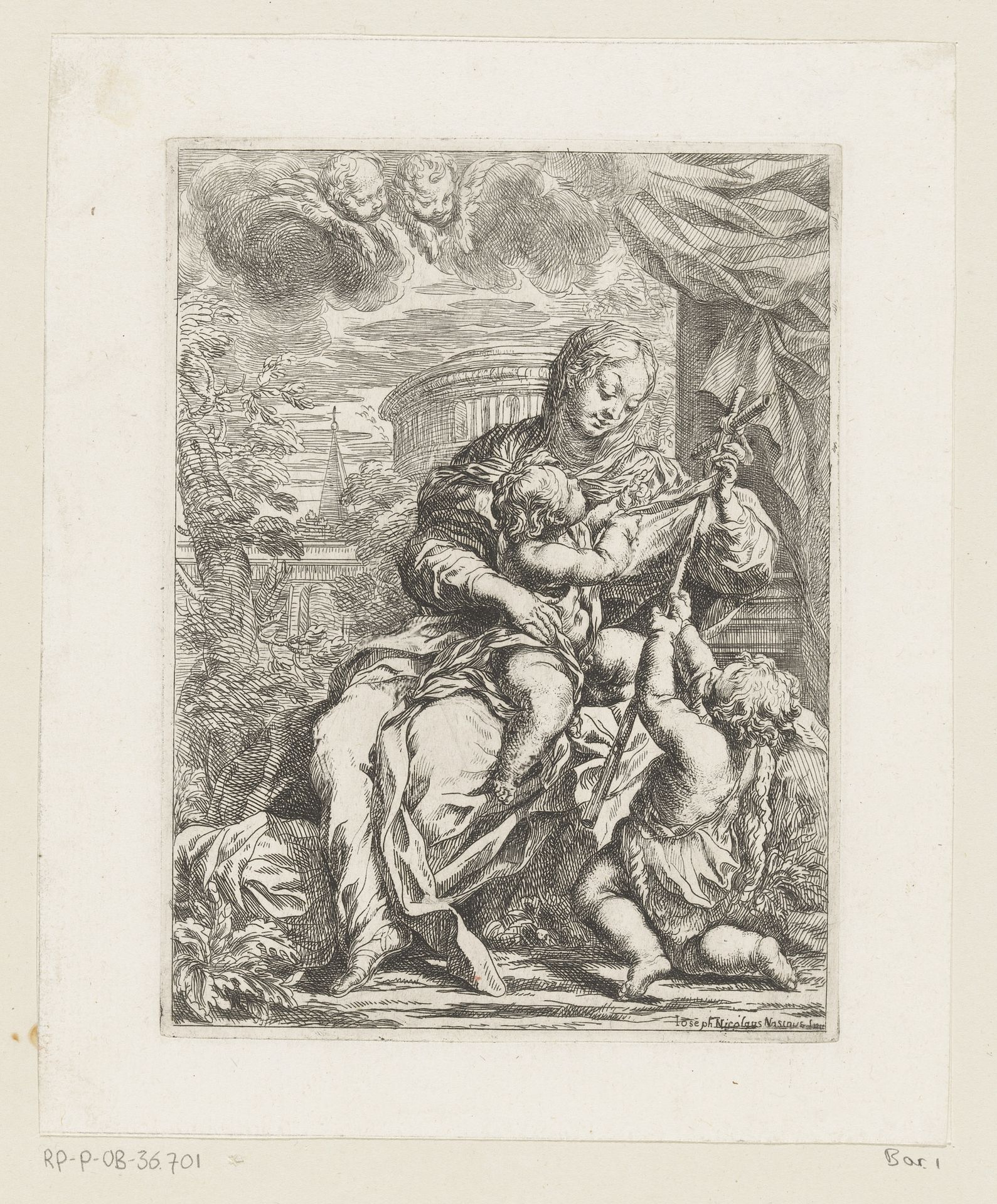 Maria met Kind en Johannes de Doper by Giuseppe Nicola Nasini