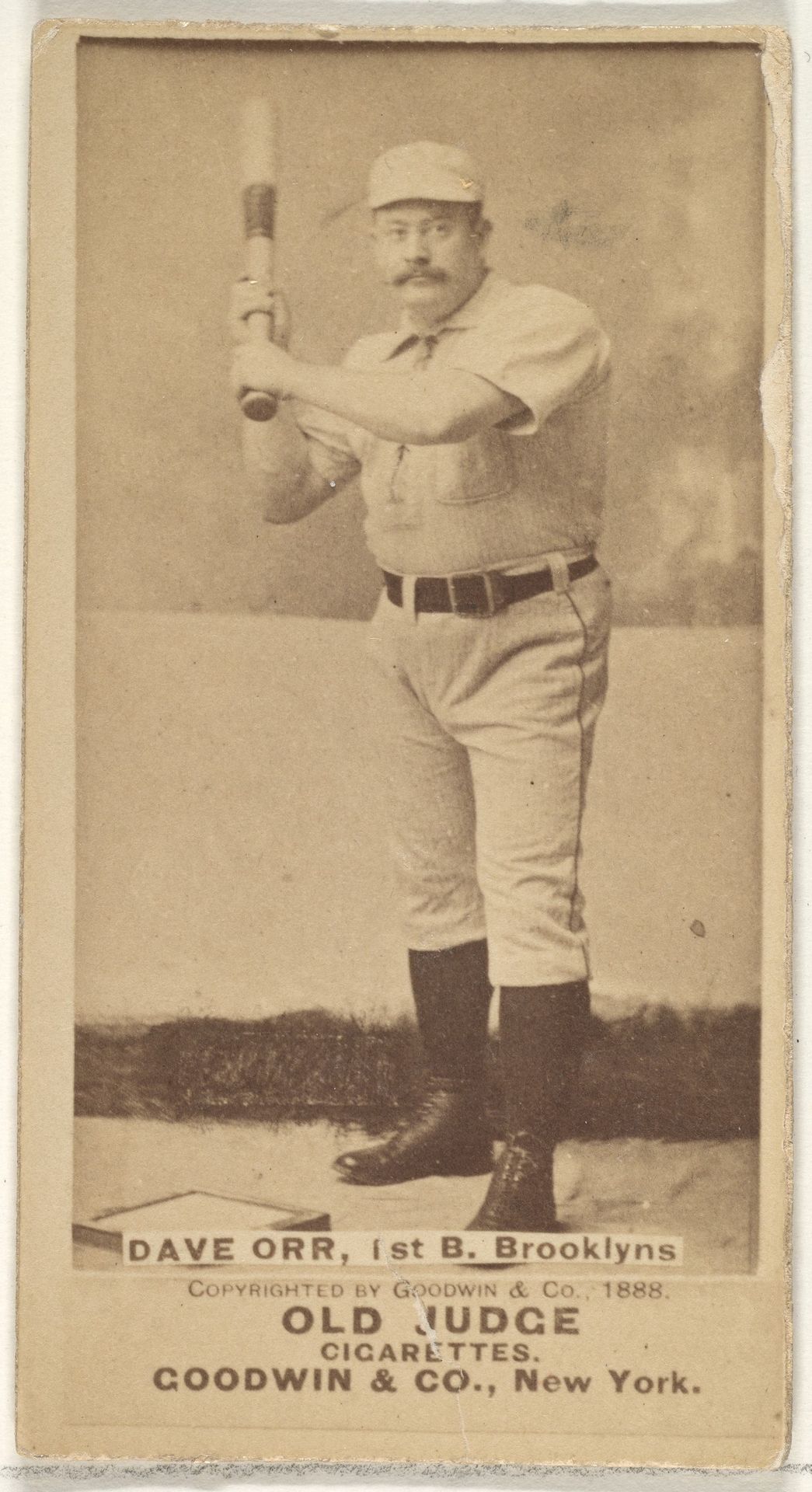 Dave Orr, 1st Base, Brooklyn Bridegrooms, from the Old Judge series (N172) for Old Judge Cigarettes by Goodwin & Company