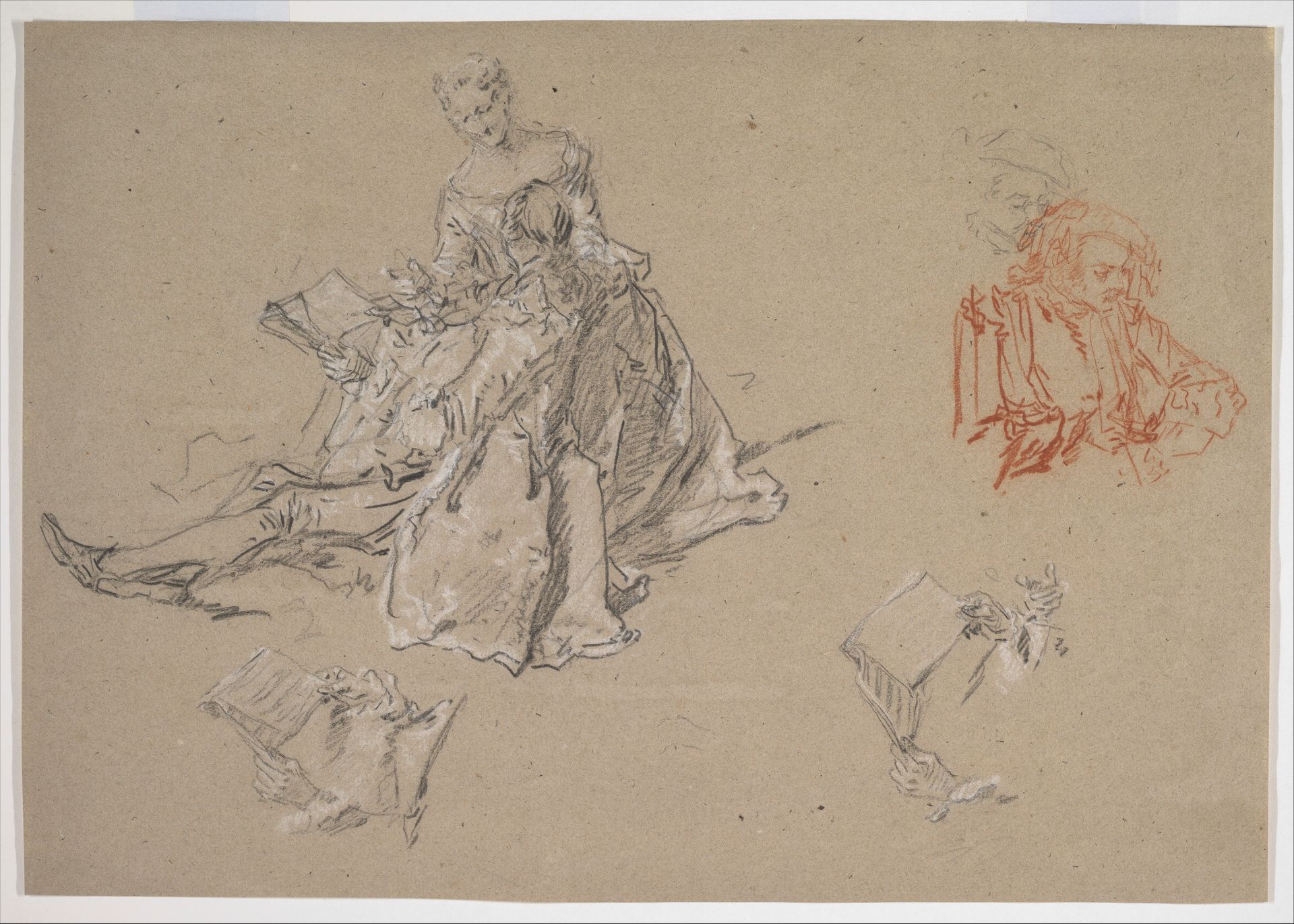 Studies of a Couple Seated on the Ground, Looking at a Songbook by Nicolas Lancret