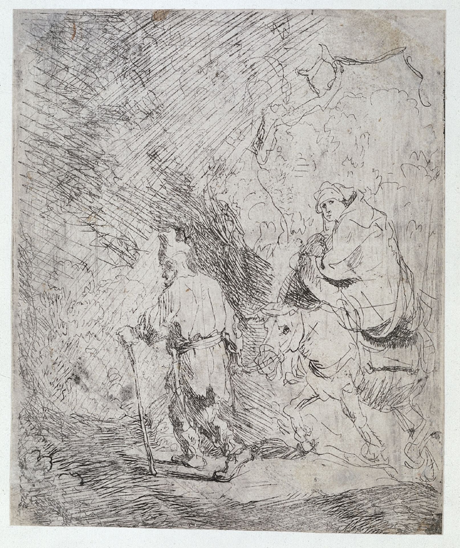 The flight into Egypt a sketch by Rembrandt van Rijn