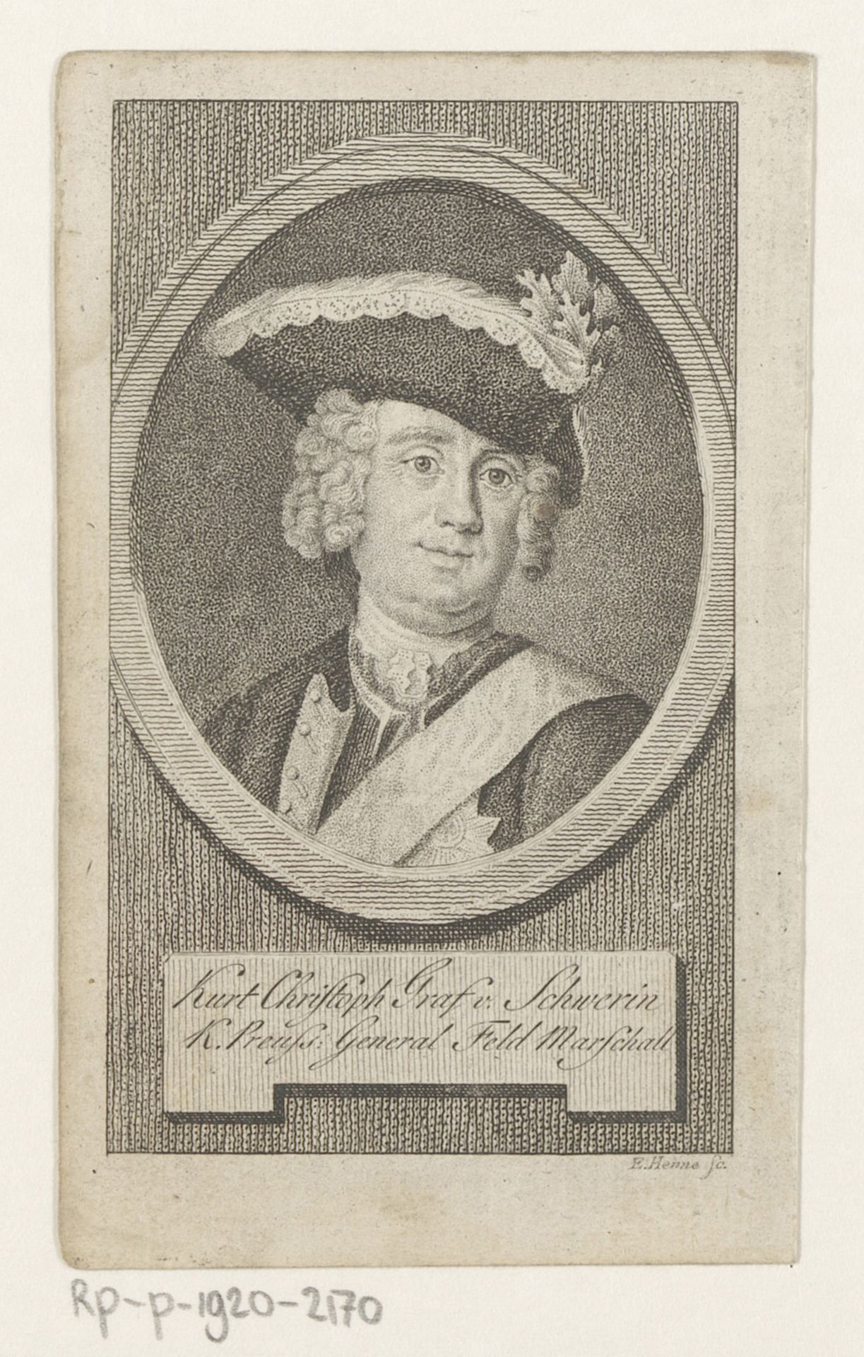 Portret van Kurd Christoph von Schwerin by Eberhard Siegfried Henne