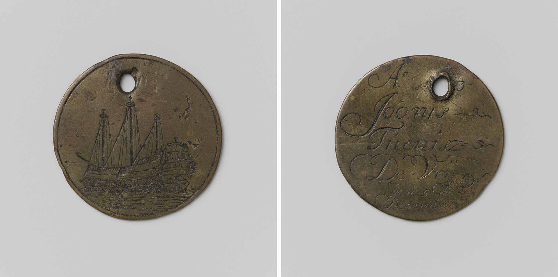 Scheepstimmerliedengilde van Amsterdam, gildepenning van Joonis Tuenisz de Vrij by Anonymous
