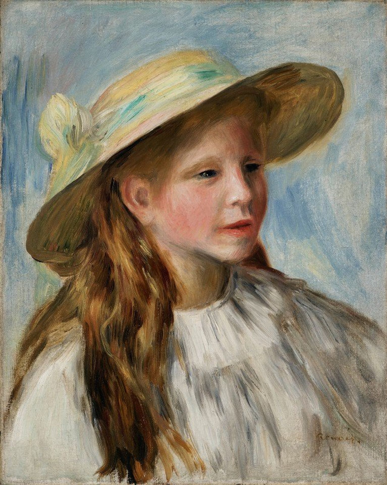 Little Girl With A Hat by Pierre-Auguste Renoir
