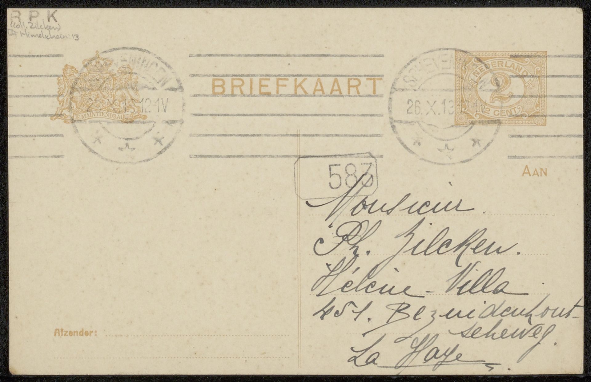Briefkaart aan Philip Zilcken by Rose Imel