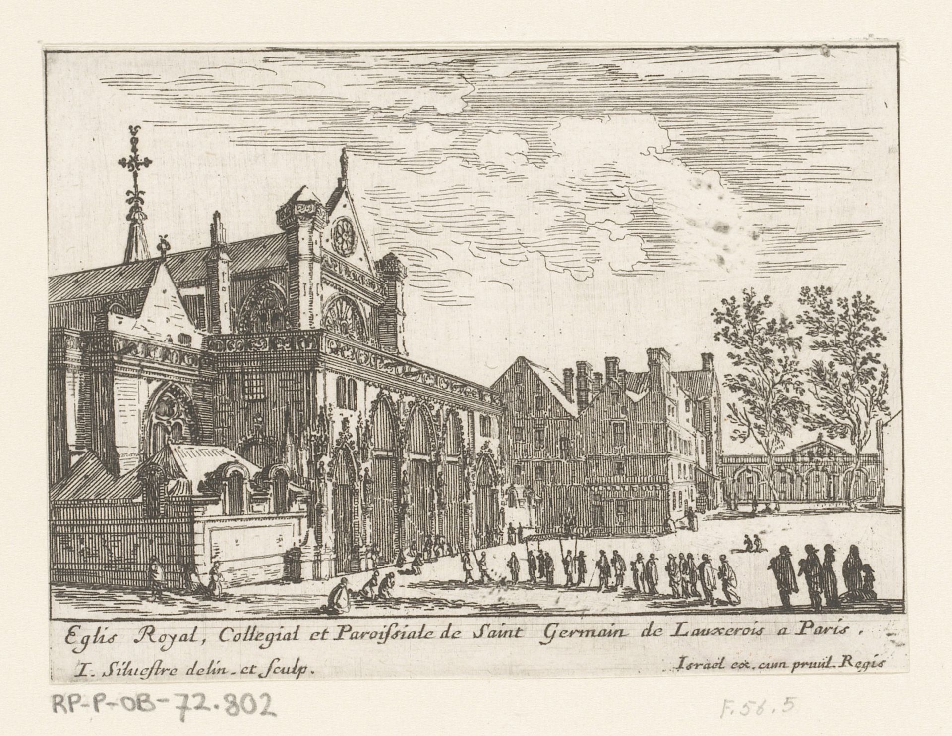 Gezicht op de kerk van Saint-Germain-l'Auxerrois by Israel Silvestre