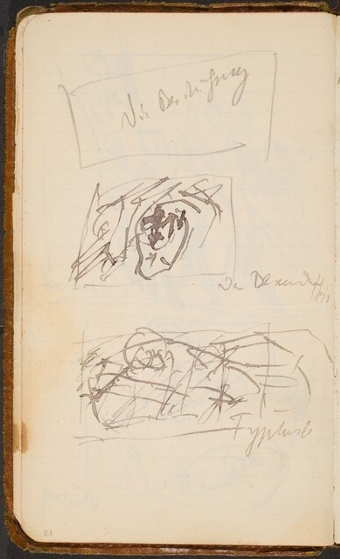 Zwei Skizzen und Notizen (Two Sketches with Notations) [p. 21] by Max Beckmann