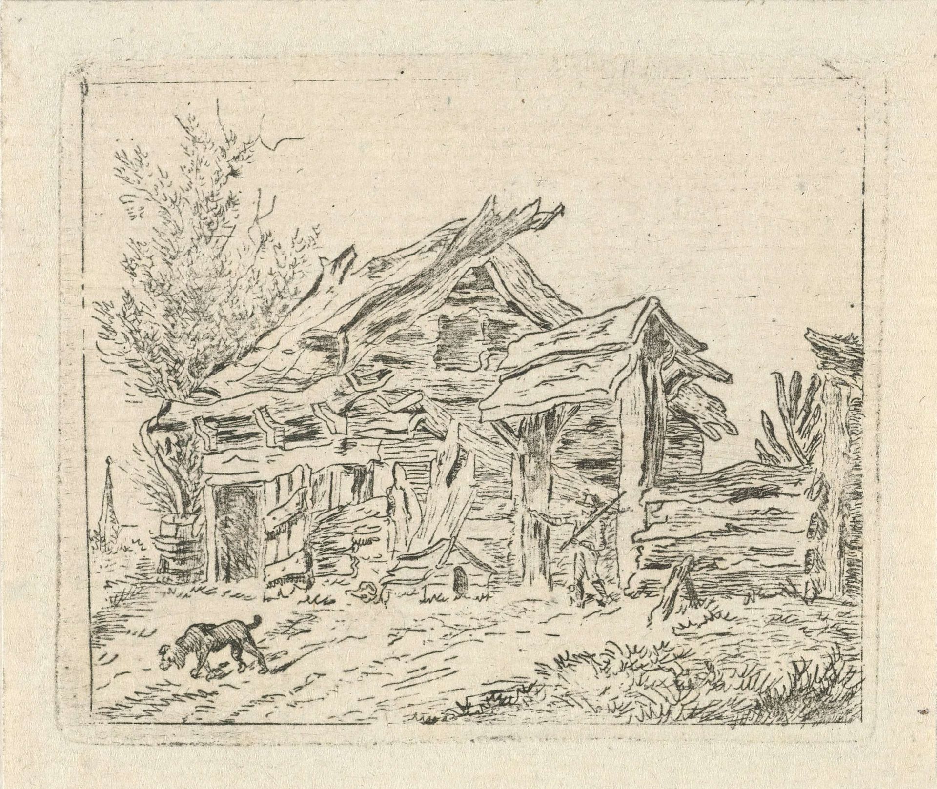 Landschap met boerderij by François Joseph (II) Pfeiffer