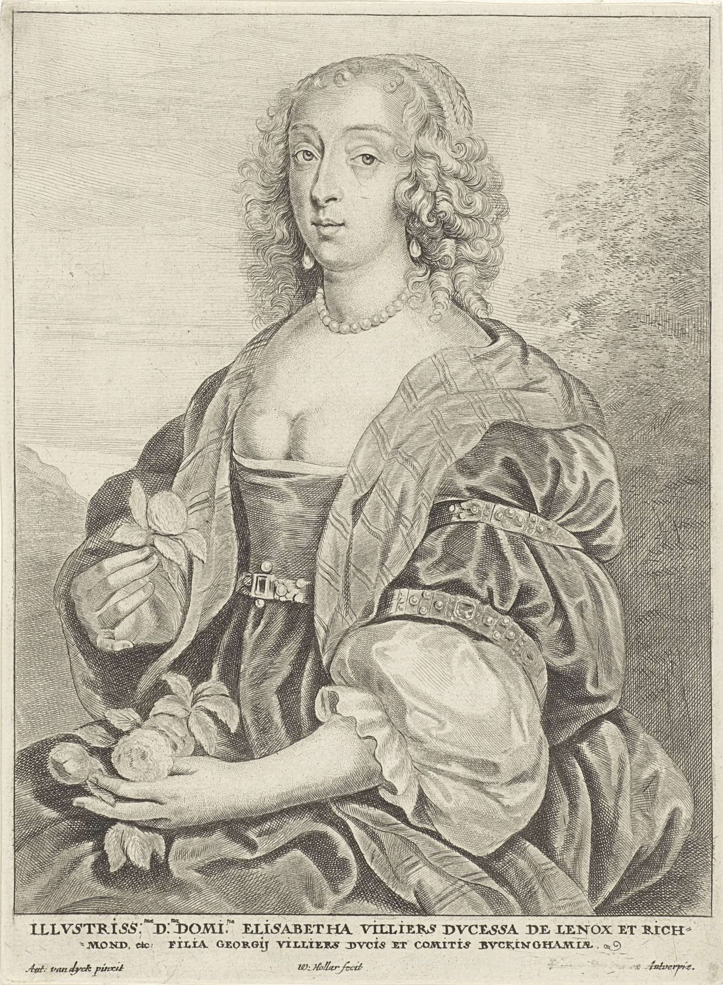 Portret van Mary Villiers, hertogin van Richmond en Lennox by Wenceslaus Hollar