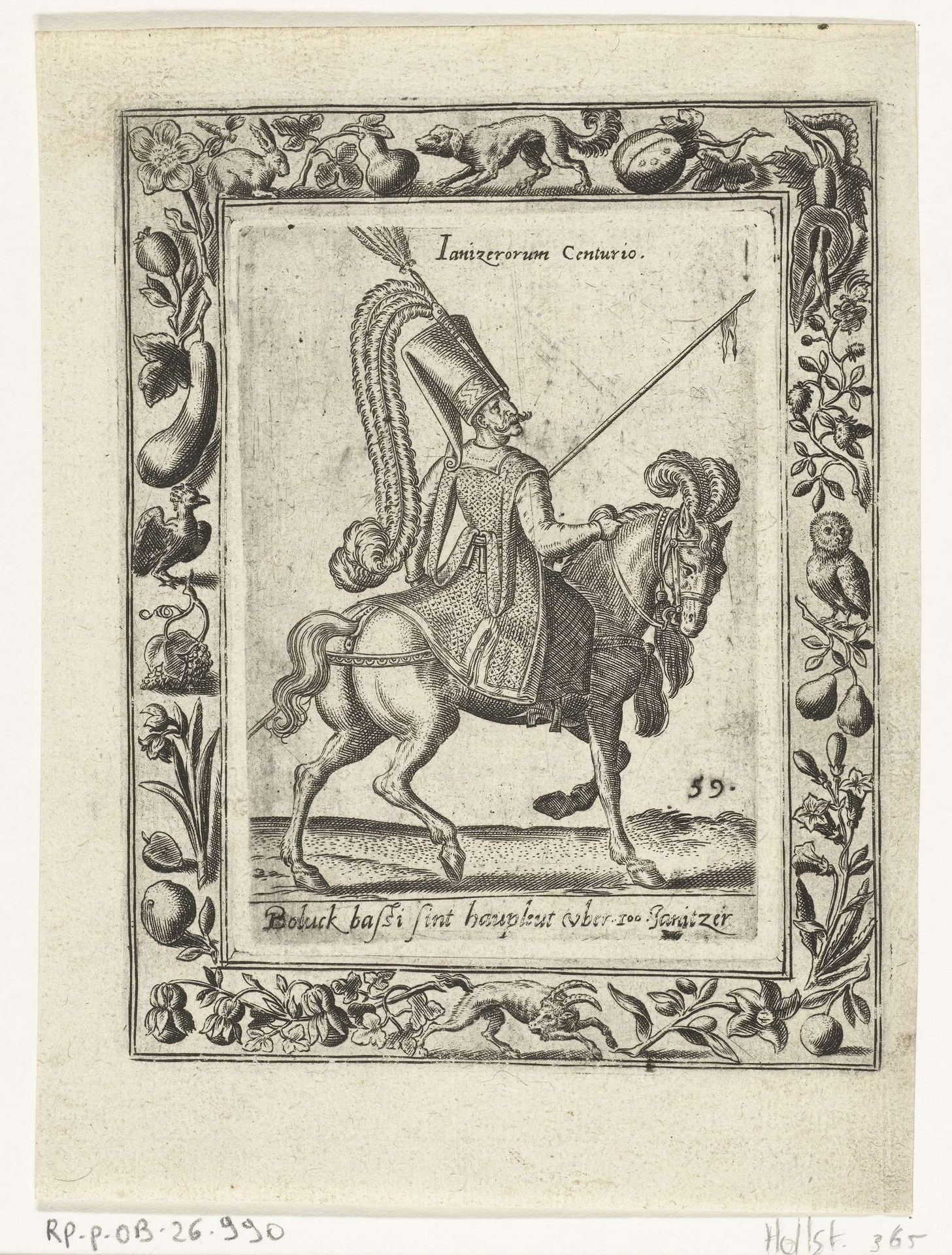 Hoofdman van de Janitsaren te paard by Abraham de Bruyn