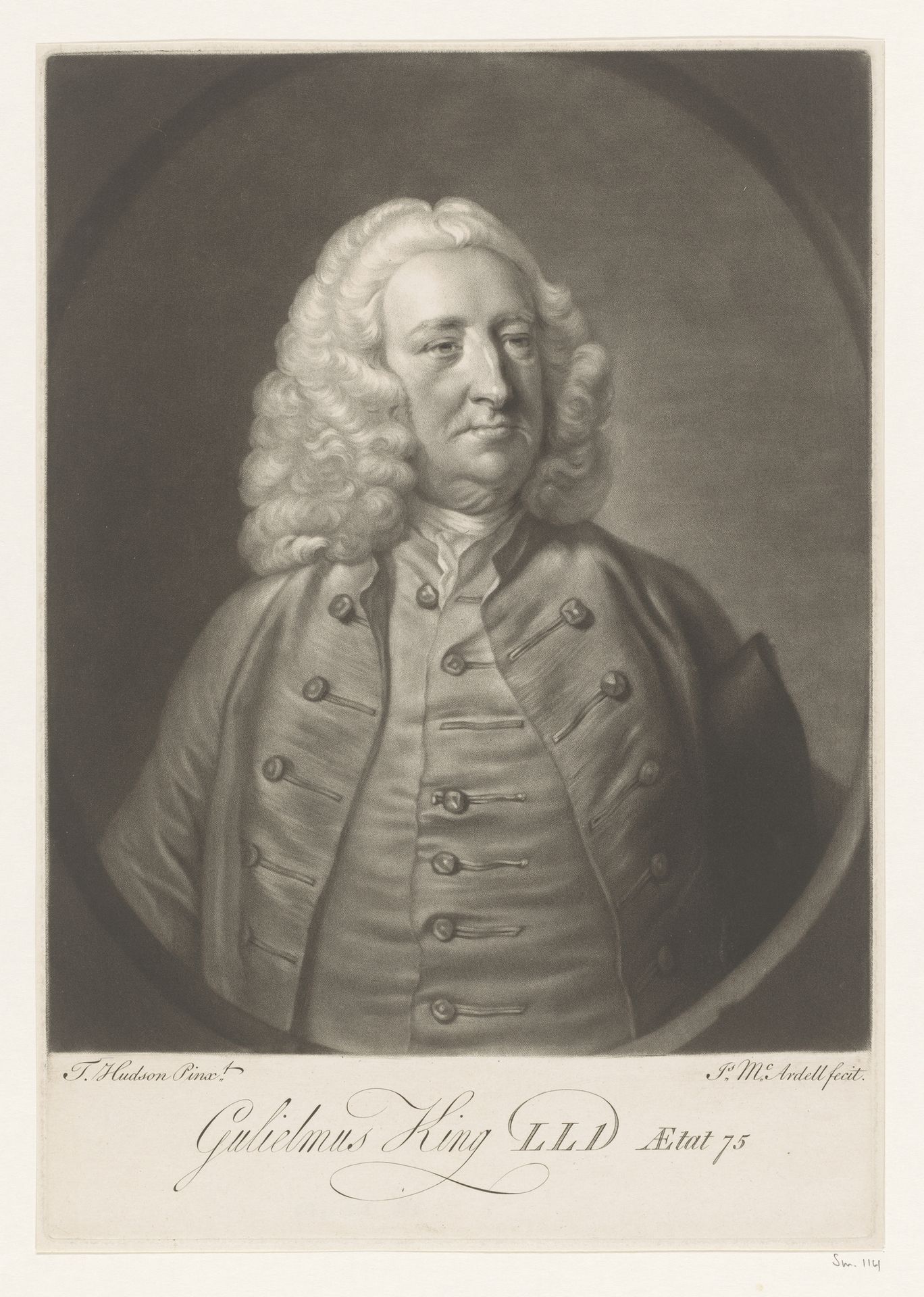 Portret van William King by James McArdell