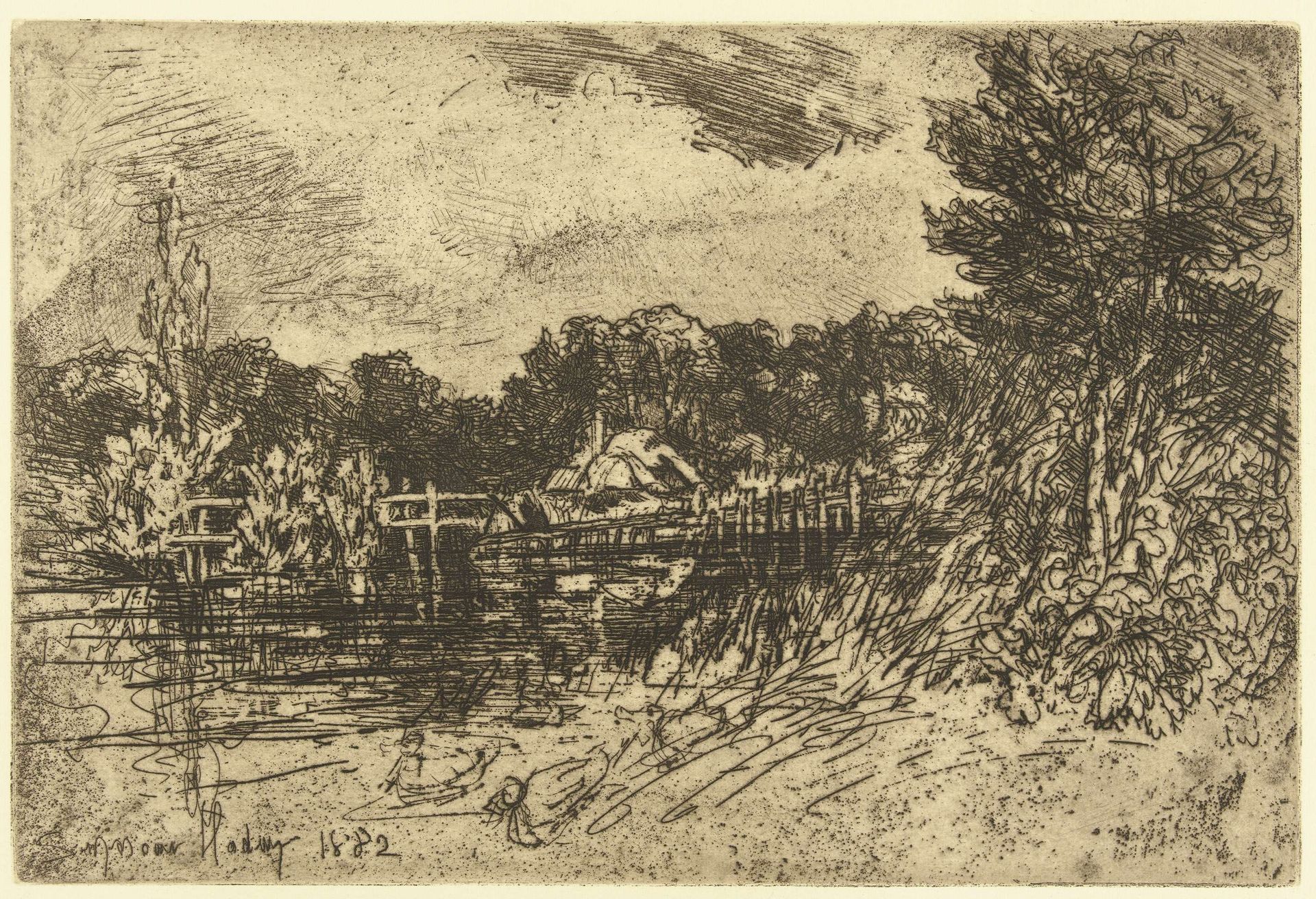 De rivier de Test bij Longparish by Sir Francis Seymour Haden