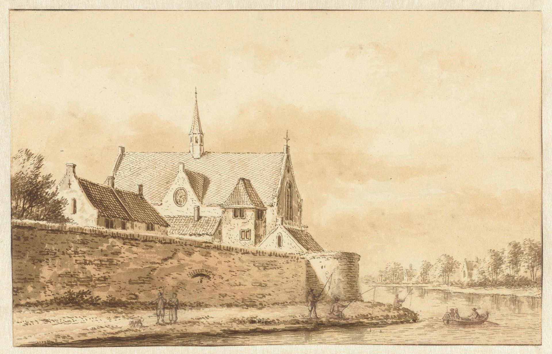 Gezicht op de stadswal van Utrecht by Abraham Rademaker