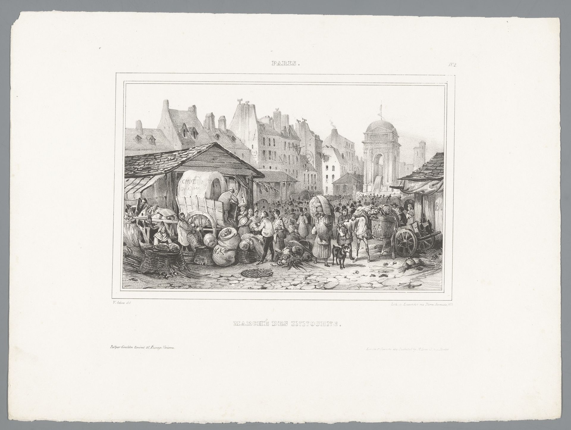 Markt op de Place du Marché des Innocents by Victor Adam