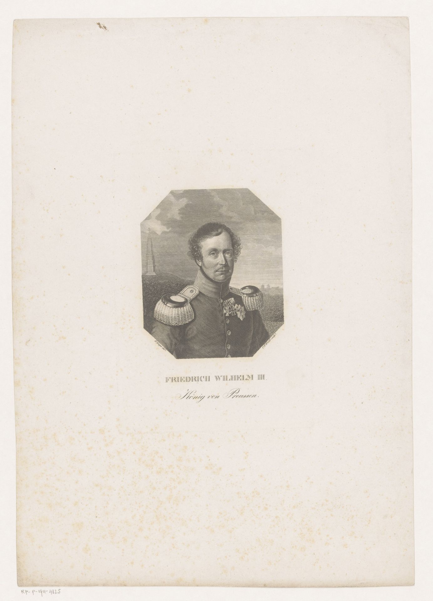 Portret van Frederik Willem III, koning van Pruisen by C.F. Wolff