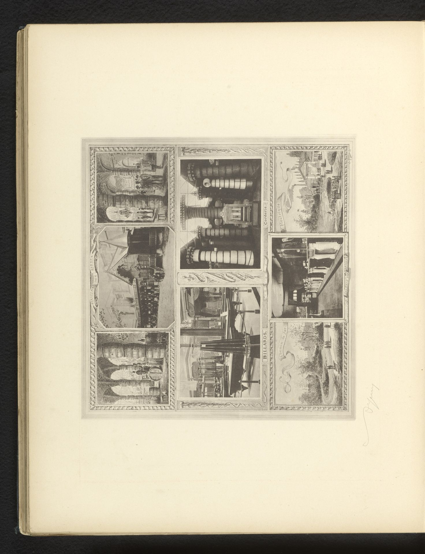 Reproductie van een gravure van de Exposition Nationale van 1880 in Brussel, waarin vier fotografische gezichten op de expositie zijn verwerkt, door Armand Heins by Anonymous