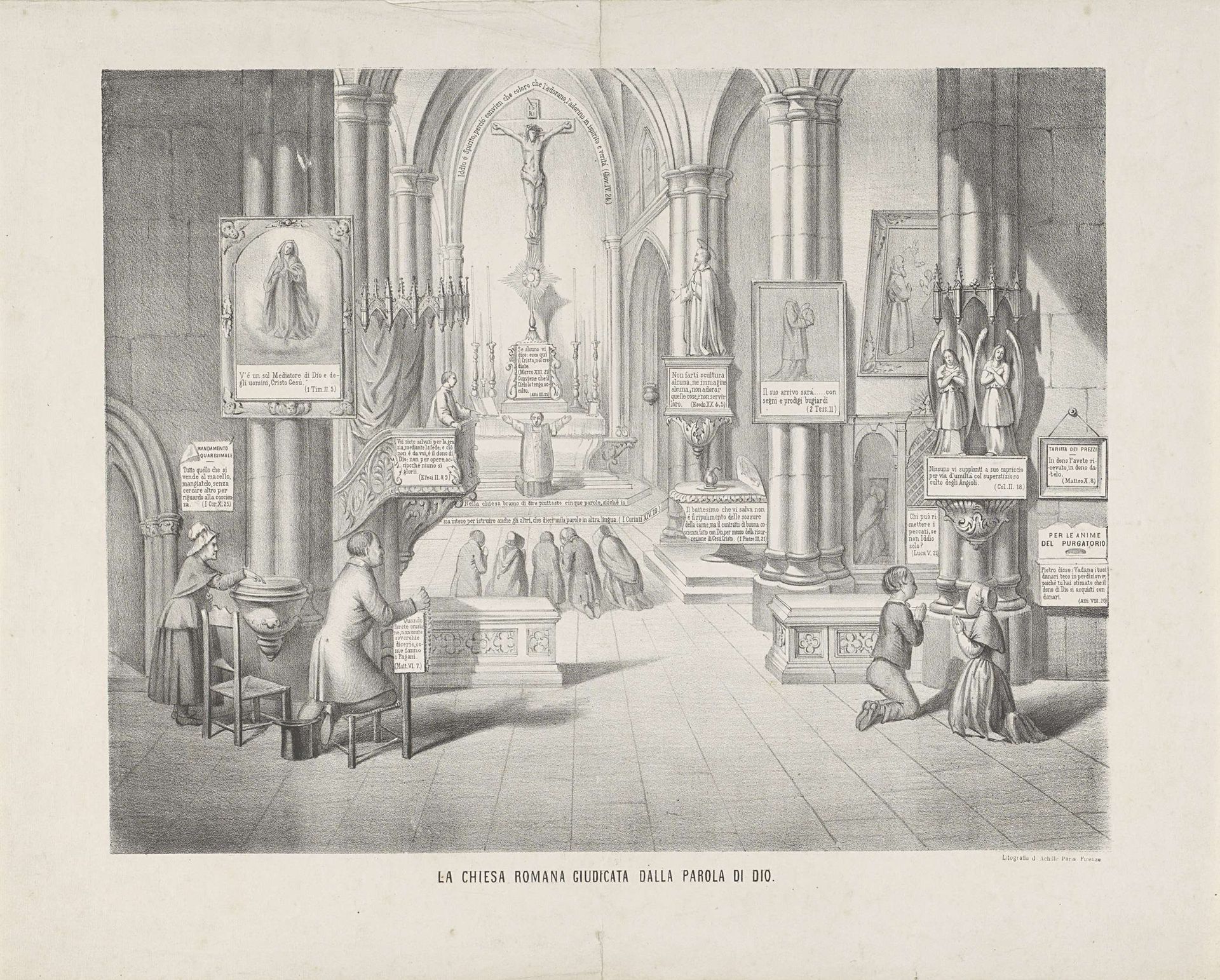 Spotprent op de Roomse kerk, naar aanleiding van de Aprilbeweging, 1853 by Anonymous