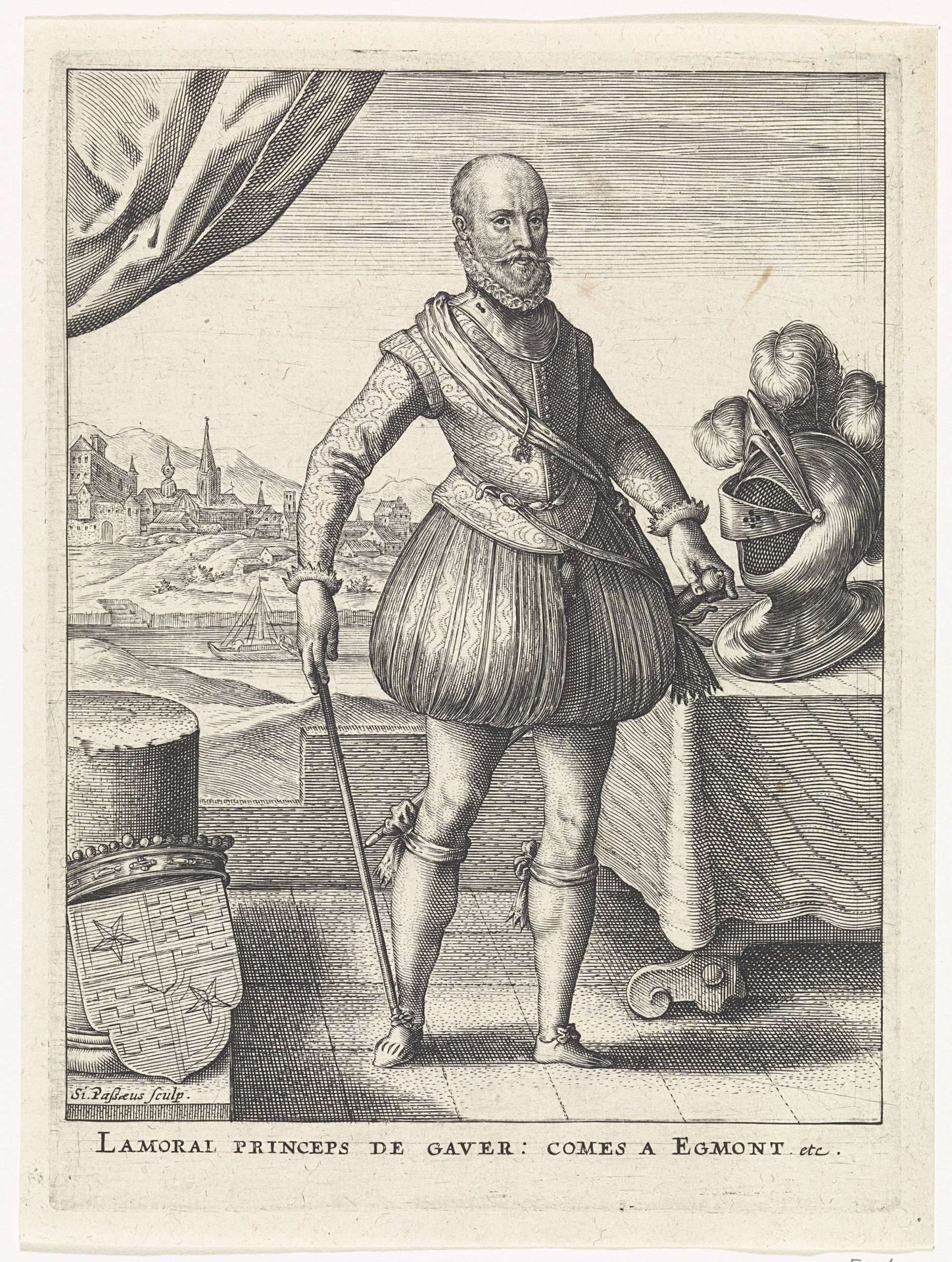 Portret van Lamoraal, graaf van Egmond by Simon van de Passe