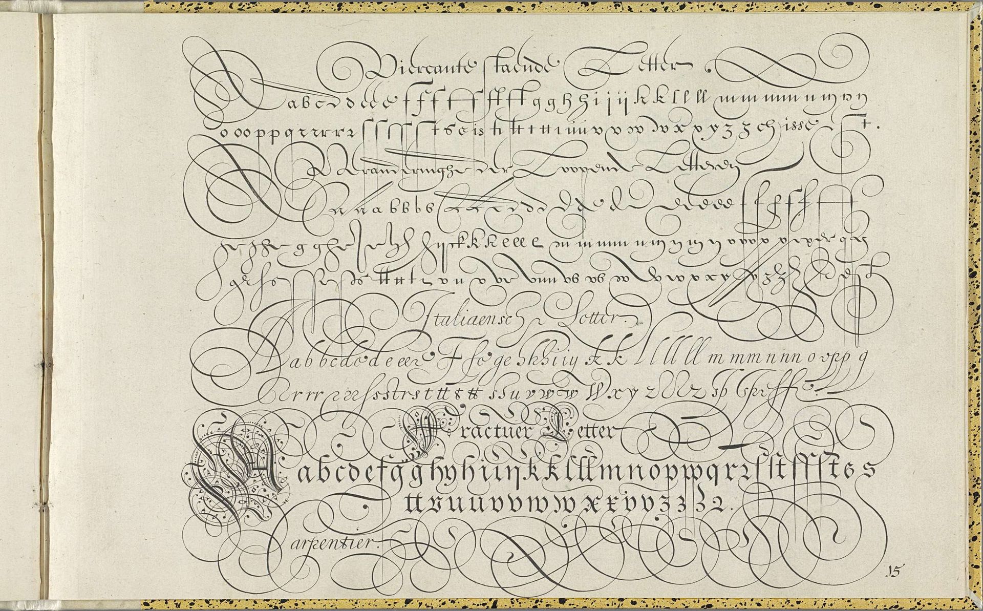 Schrijfvoorbeeld met het alfabet by Lieven Willemsz. Coppenol