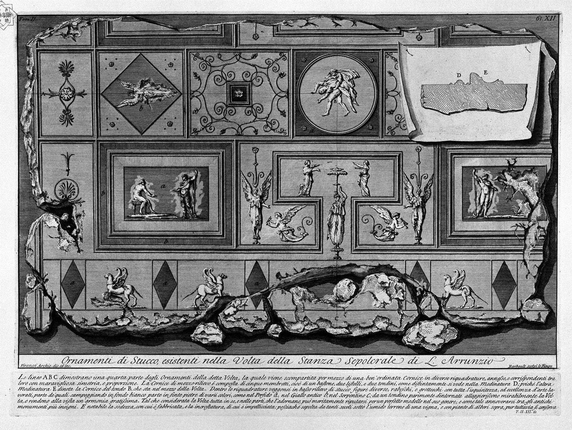 The Roman antiquities, t. 2, Plate XII. Prospectus and Profile of a tomb of the previous rooms by Giovanni Battista Piranesi
