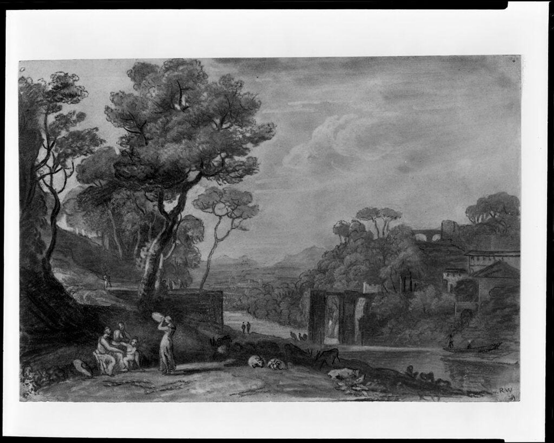 Pastoral Landscape with Figures by Richard Wilson