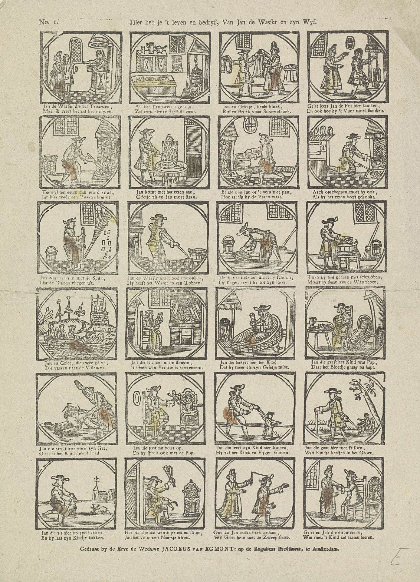 Hier heb je 't leven en bedryf, van Jan de Wasser en zyn wyf by Erven de Weduwe Jacobus van Egmont